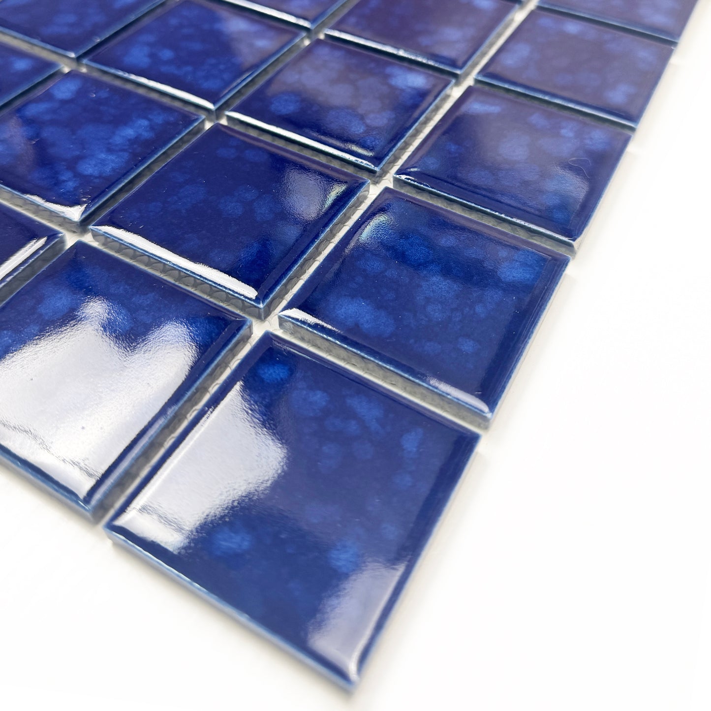 Midnight Splendor Series Oriental Blue Iced Flower Crystalline Glazed Porcelain Mosaic