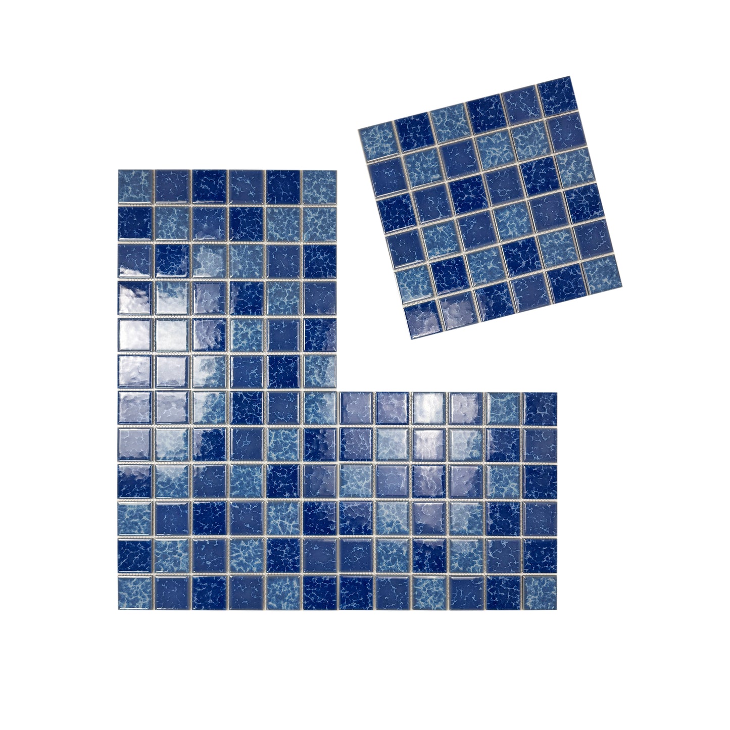 Midnight Splendor Series Sky Blue & Ultra Marine Blue Mixed Lightning Texture Crystalline Glazed Porcelain Mosaic