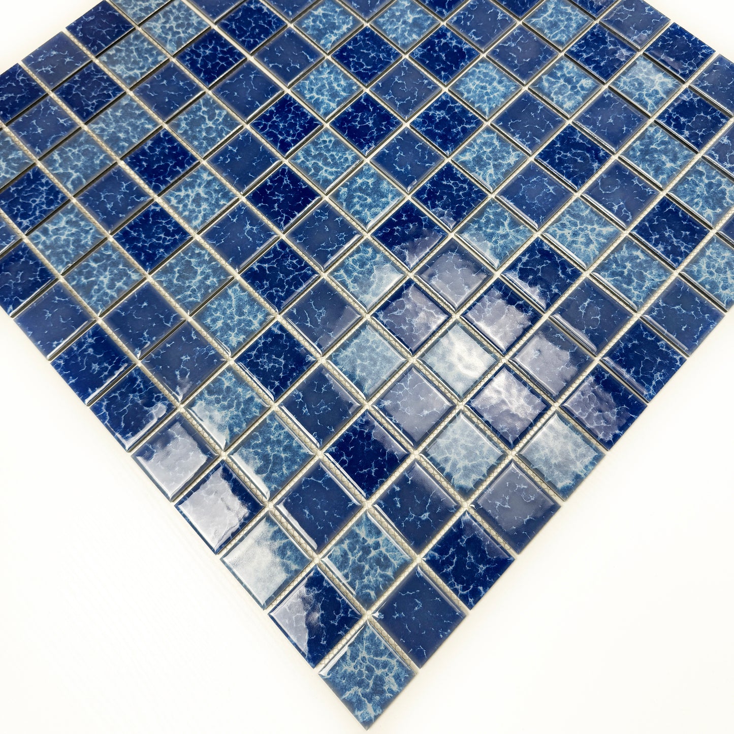 Midnight Splendor Series Sky Blue & Ultra Marine Blue Mixed Lightning Texture Crystalline Glazed Porcelain Mosaic