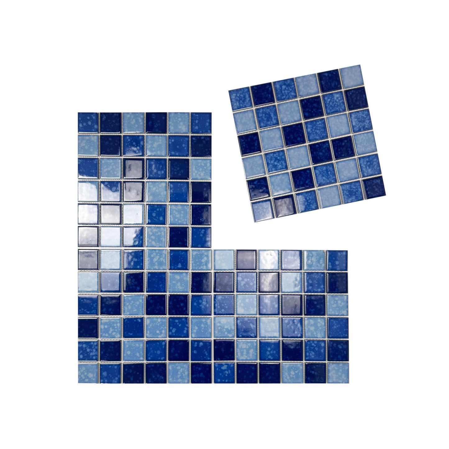 Midnight Splendor Series Sky Blue & Cobalt Blue & Prussian Blue Mixed Iced Flower Texture Crystalline Glazed Porcelain Mosaic