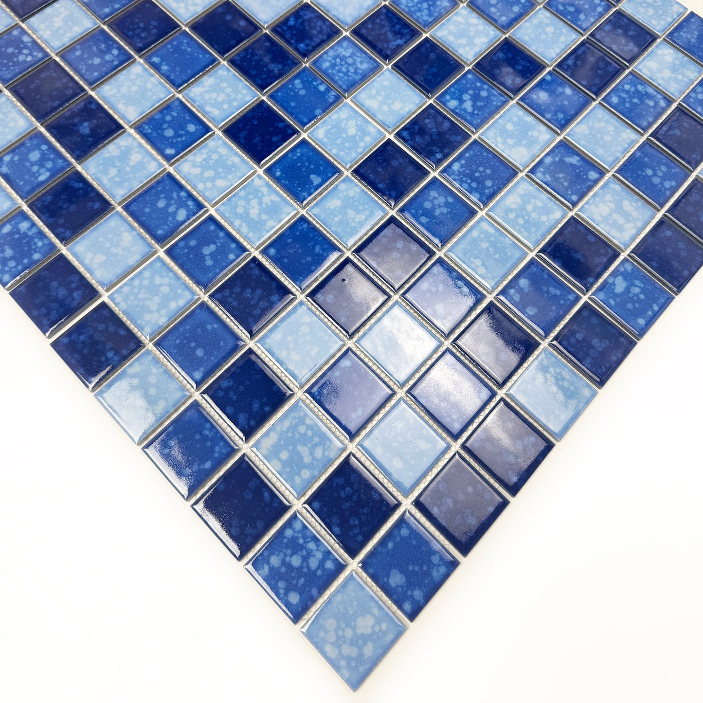 Midnight Splendor Series Sky Blue & Cobalt Blue & Prussian Blue Mixed Iced Flower Texture Crystalline Glazed Porcelain Mosaic