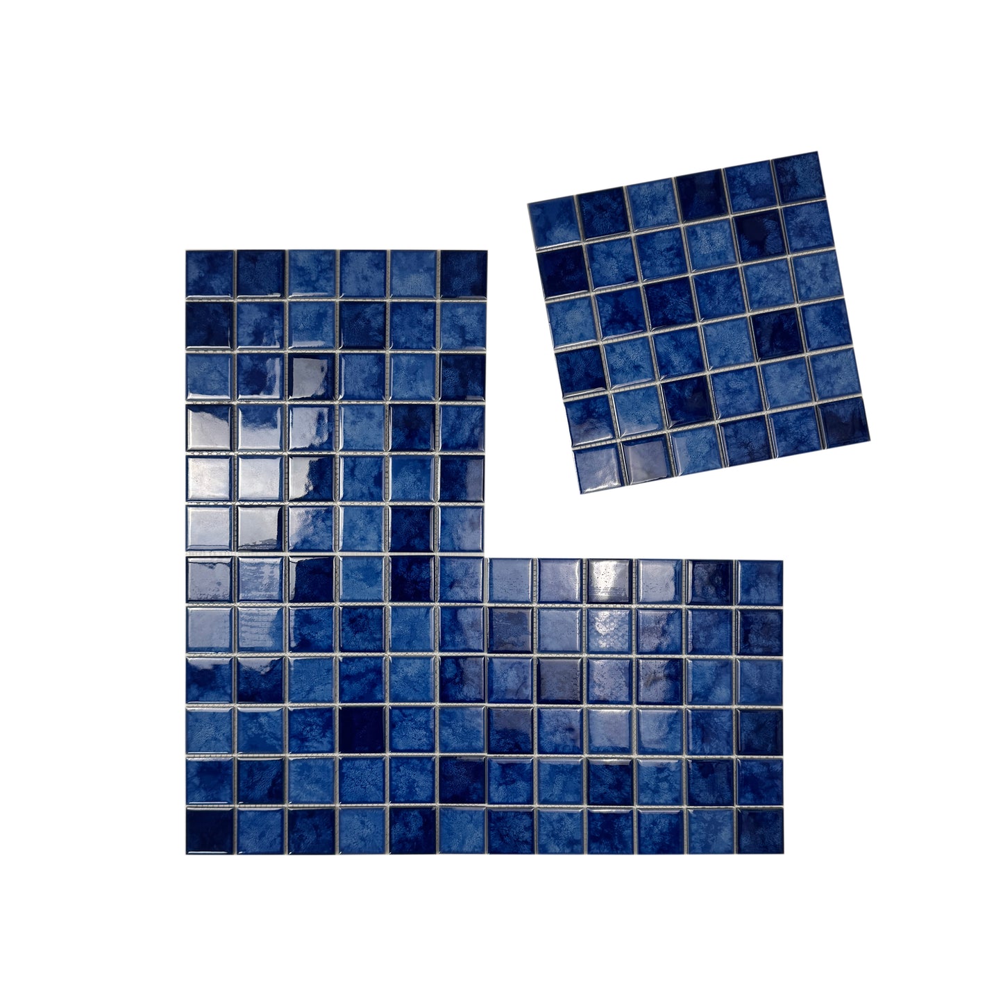 Midnight Splendor Series Sky Blue& Cobalt Blue & Navy Blue Mixed Iced Flower TextureCrystalline Glazed Porcelain Mosaic