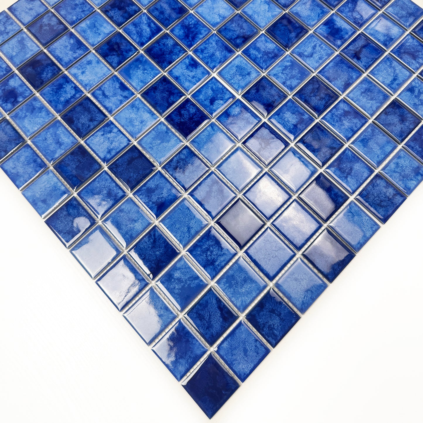 Midnight Splendor Series Sky Blue& Cobalt Blue & Navy Blue Mixed Iced Flower TextureCrystalline Glazed Porcelain Mosaic