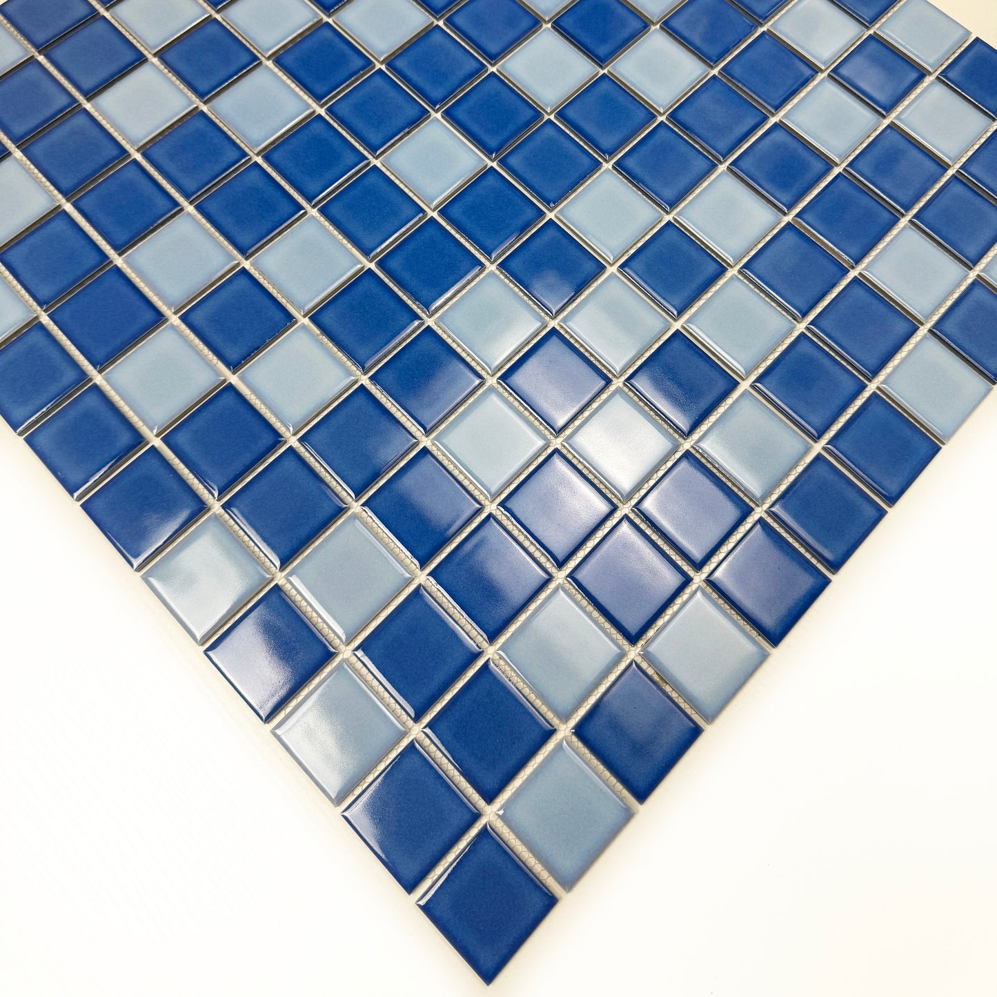 Midnight Splendor Series Sky Blue & Cobalt Blue Mixed Plain Deisgn Crystalline Glazed Porcelain Mosaic