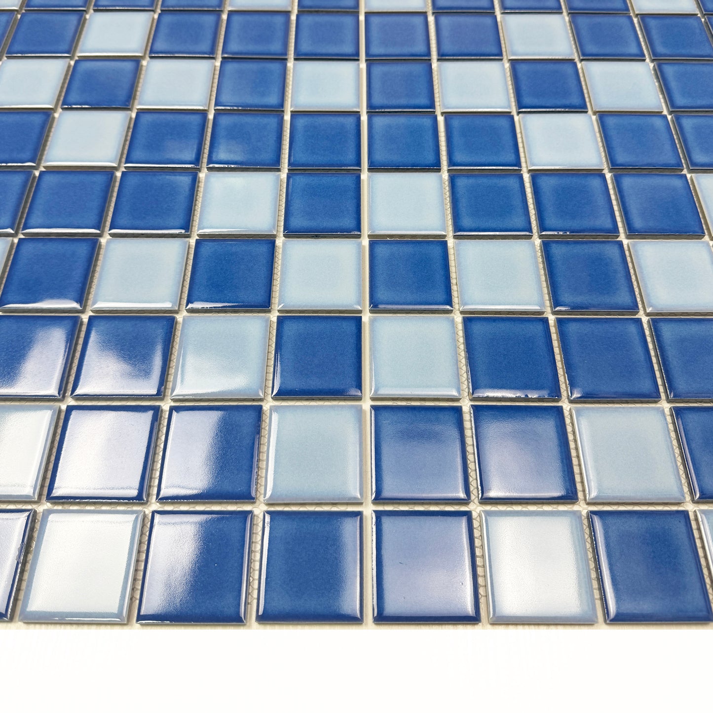 Midnight Splendor Series Sky Blue & Cobalt Blue Mixed Plain Deisgn Crystalline Glazed Porcelain Mosaic