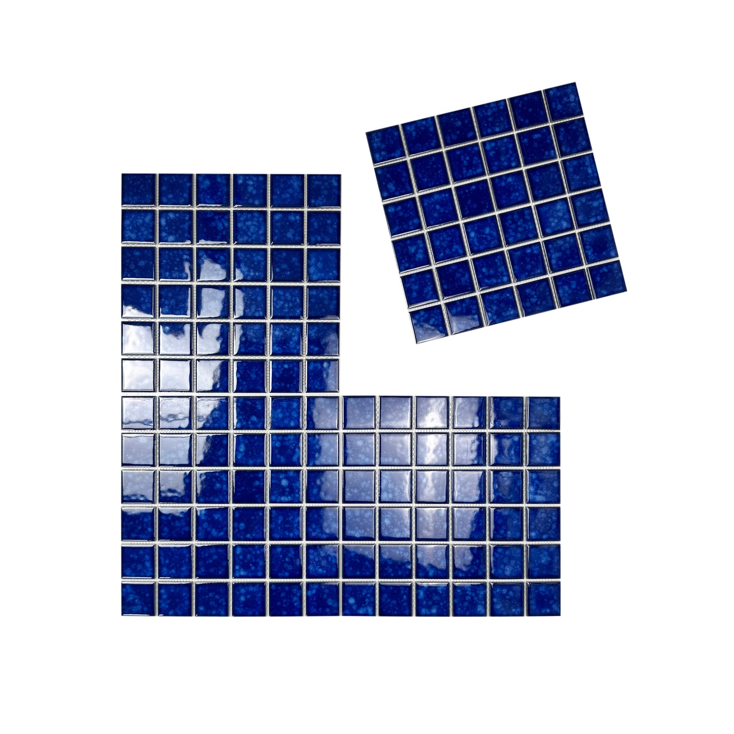 Midnight Splendor Series Navy Blue Ice Flower Crystalline Glazed Porcelain Mosaic
