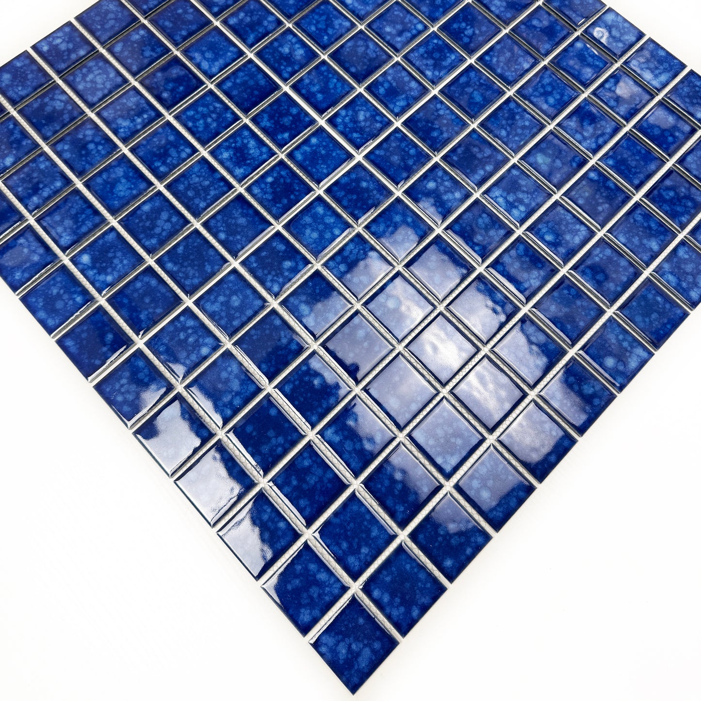 Midnight Splendor Series Navy Blue Ice Flower Crystalline Glazed Porcelain Mosaic