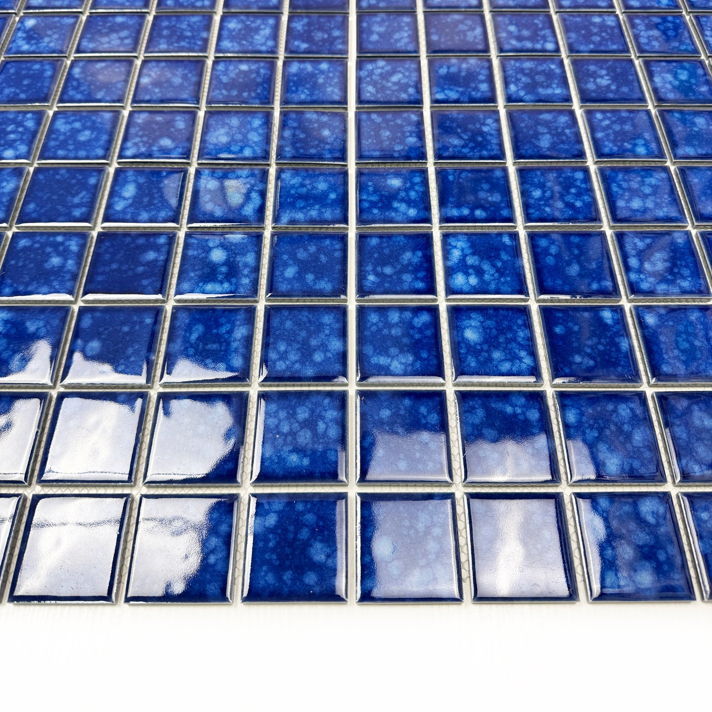 Midnight Splendor Series Navy Blue Ice Flower Crystalline Glazed Porcelain Mosaic