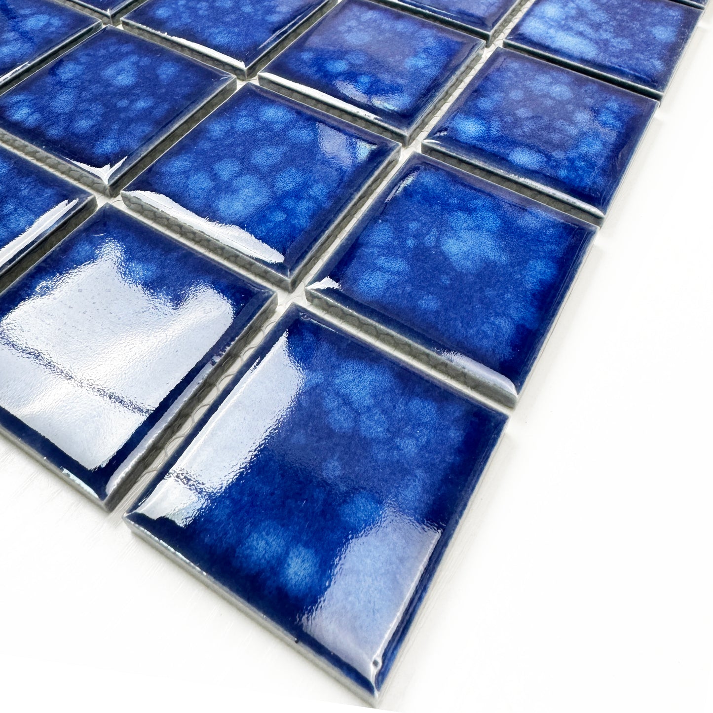 Midnight Splendor Series Navy Blue Ice Flower Crystalline Glazed Porcelain Mosaic