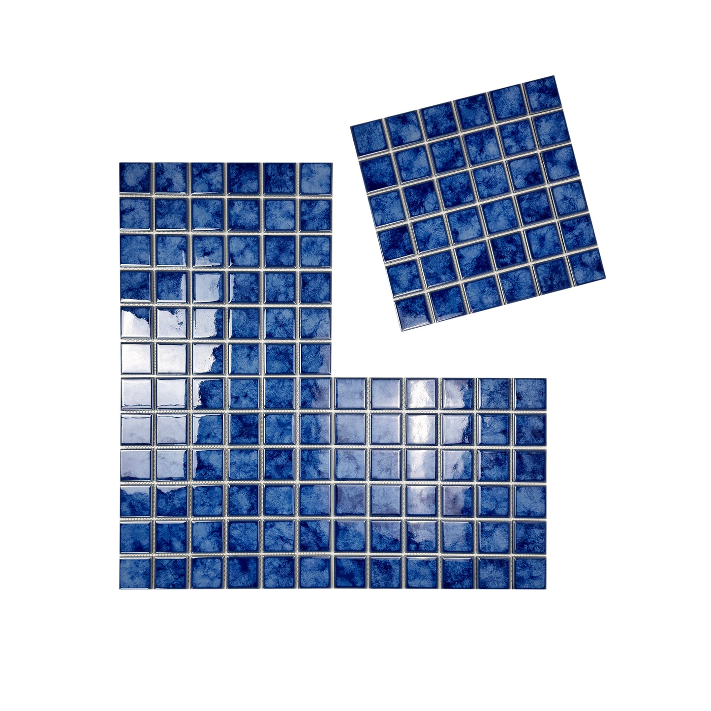 Midnight Splendor Series Neon Blue Iced Flower Texture Crystalline Glazed Porcelain Mosaic