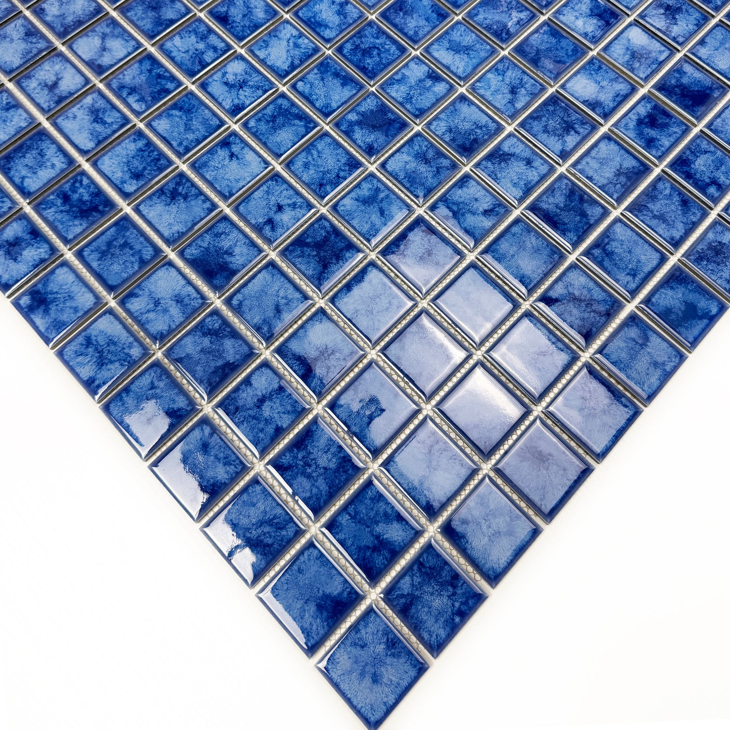 Midnight Splendor Series Neon Blue Iced Flower Texture Crystalline Glazed Porcelain Mosaic