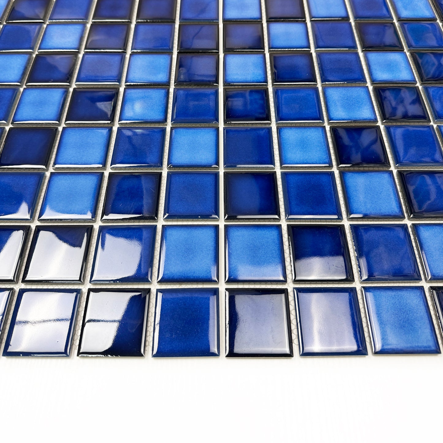Midnight Splendor Series Sky Blue & Cobalt Blue & Prussian Blue Mixed Plain Design Crystalline Glazed Porcelain Mosaic