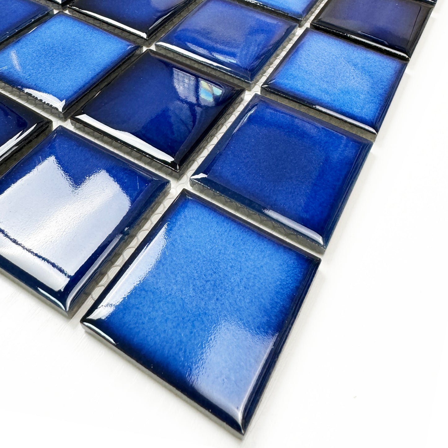 Midnight Splendor Series Sky Blue & Cobalt Blue & Prussian Blue Mixed Plain Design Crystalline Glazed Porcelain Mosaic
