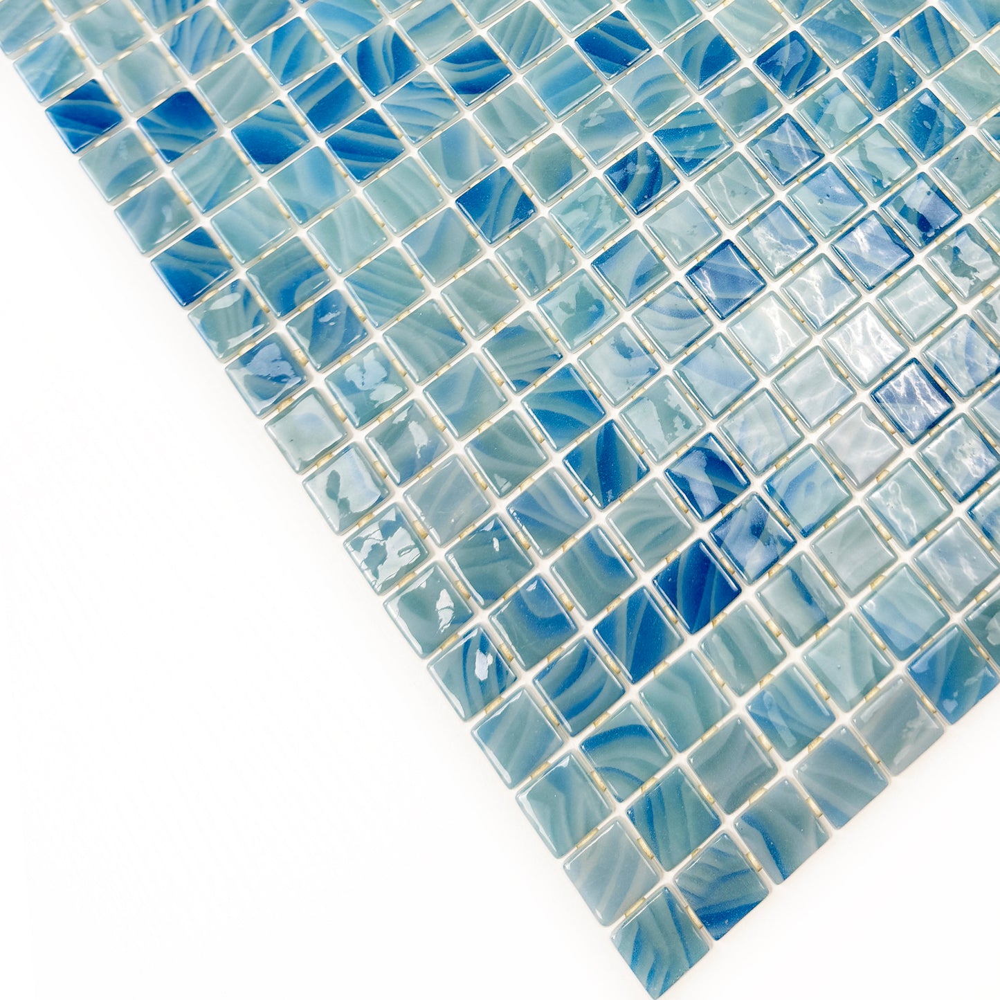 Spanish Mosaic Series Powder Blue & Teal Blue Mixed Recycled Glass Mosaic