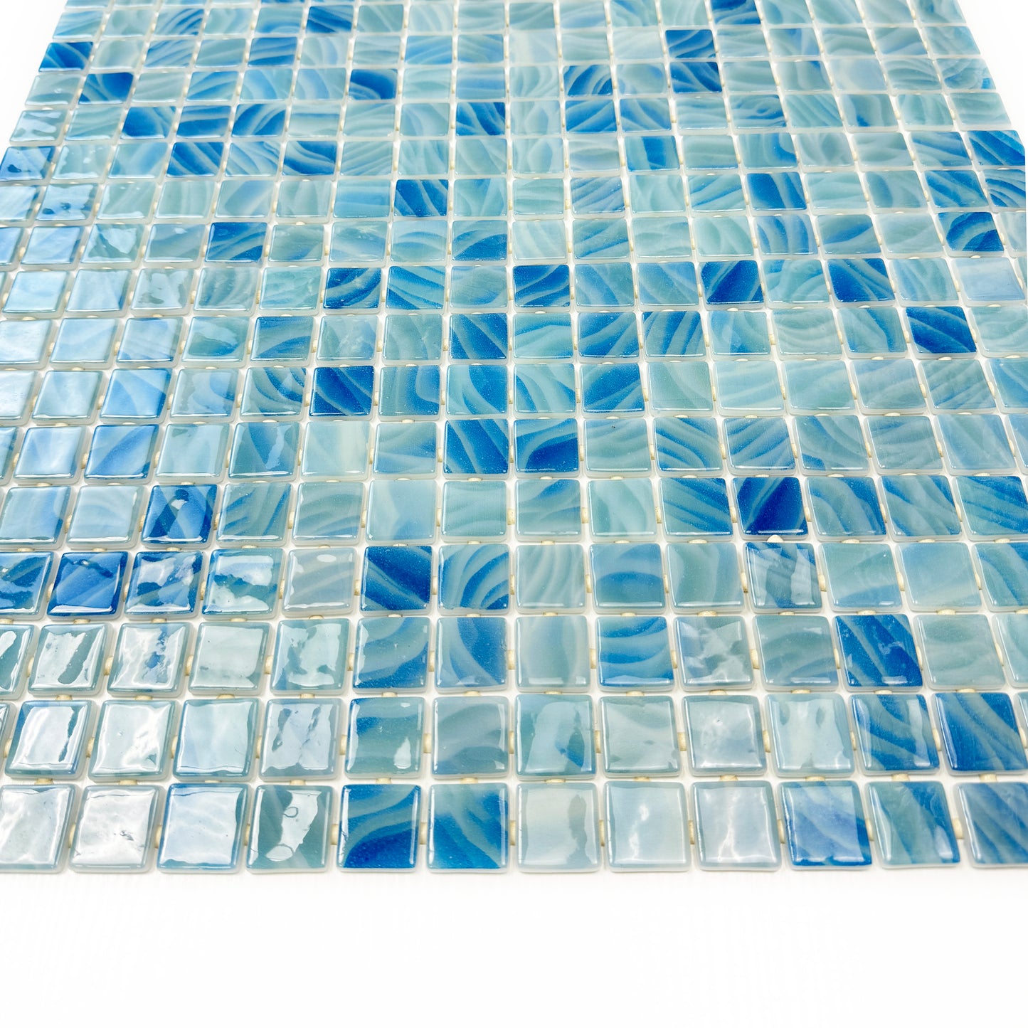 Spanish Mosaic Series Powder Blue & Teal Blue Mixed Recycled Glass Mosaic