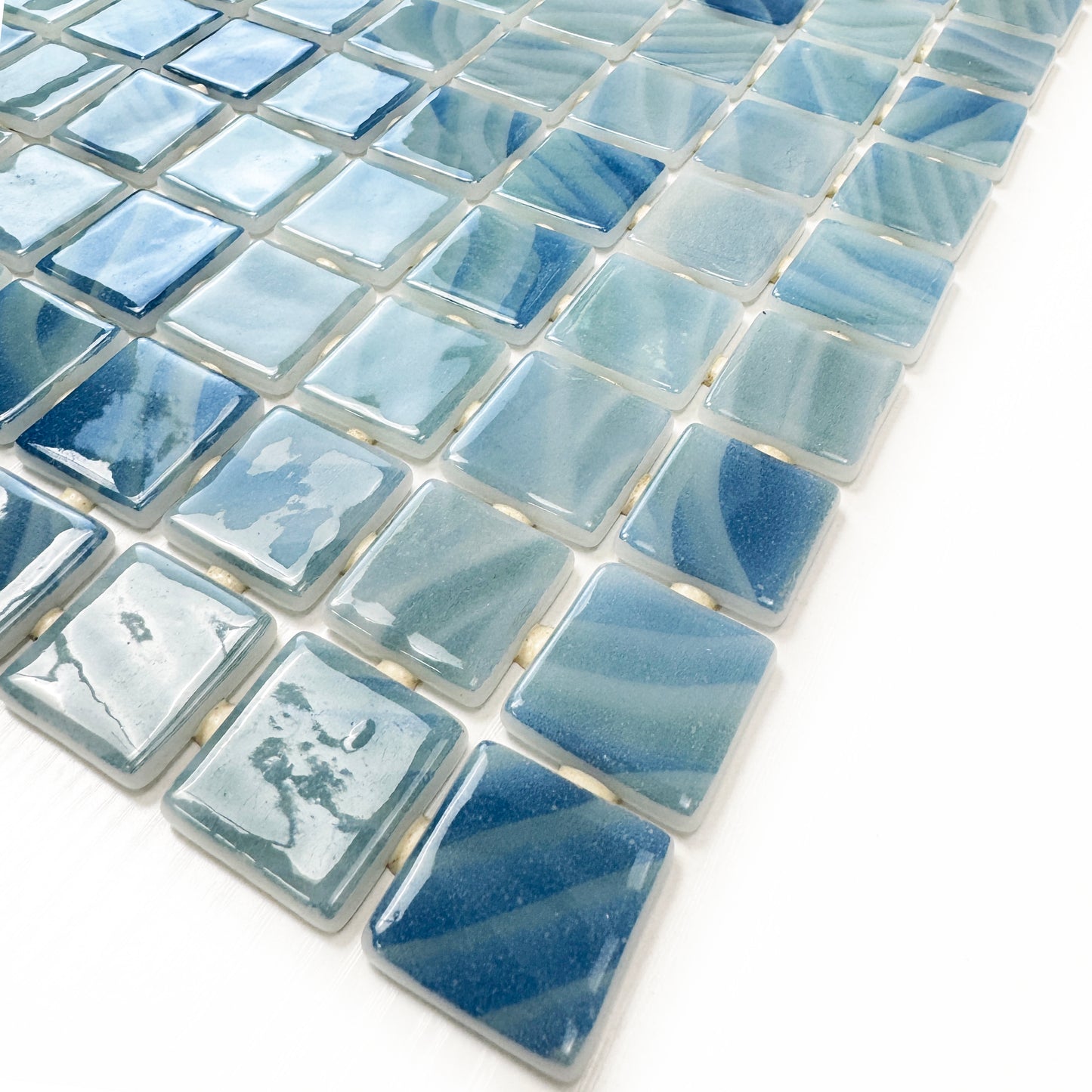 Spanish Mosaic Series Powder Blue & Teal Blue Mixed Recycled Glass Mosaic