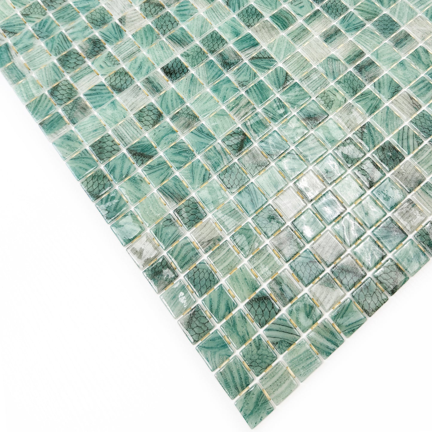 Spanish Mosaic Series Olive Green Recycled Glass Mosaic