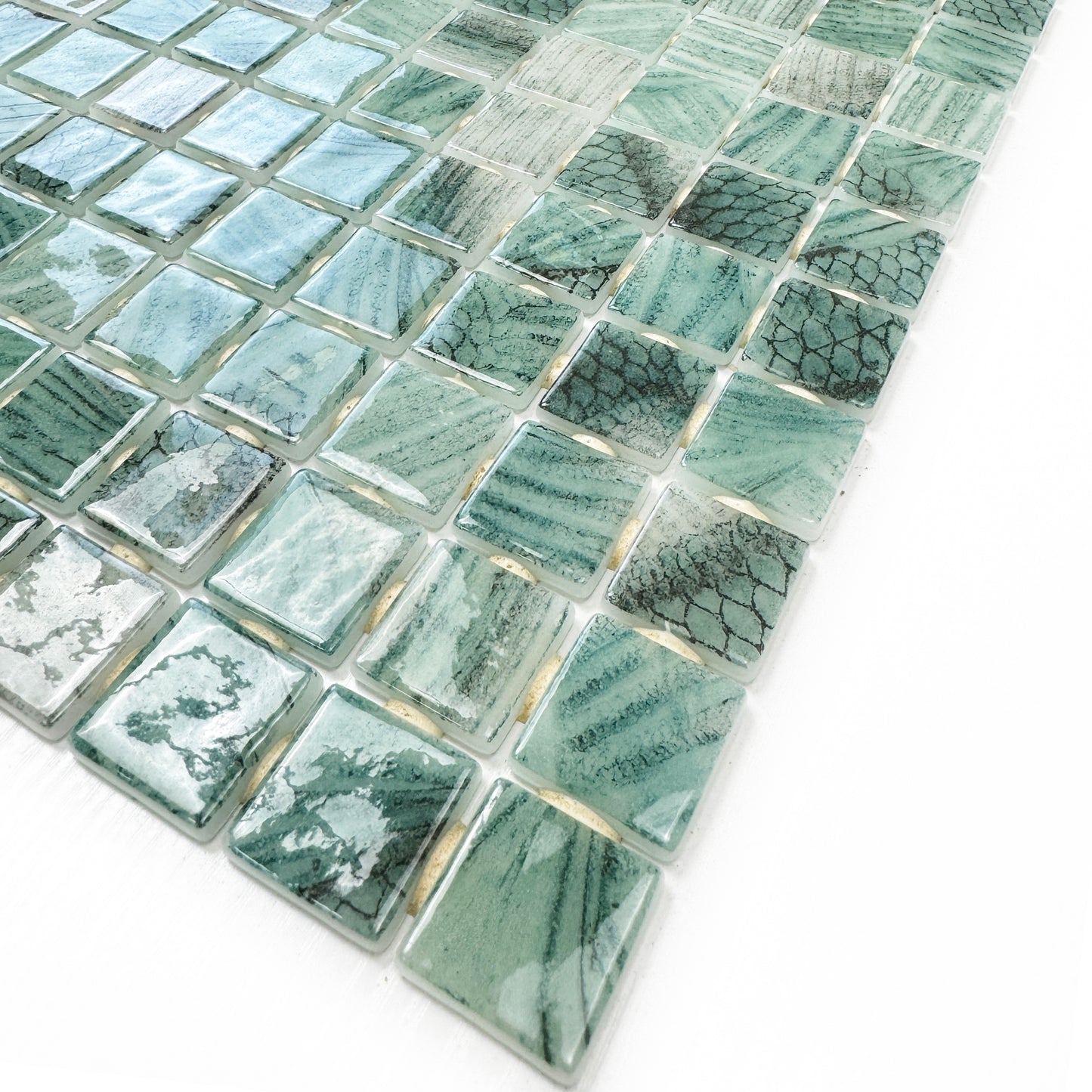 Spanish Mosaic Series Olive Green Recycled Glass Mosaic