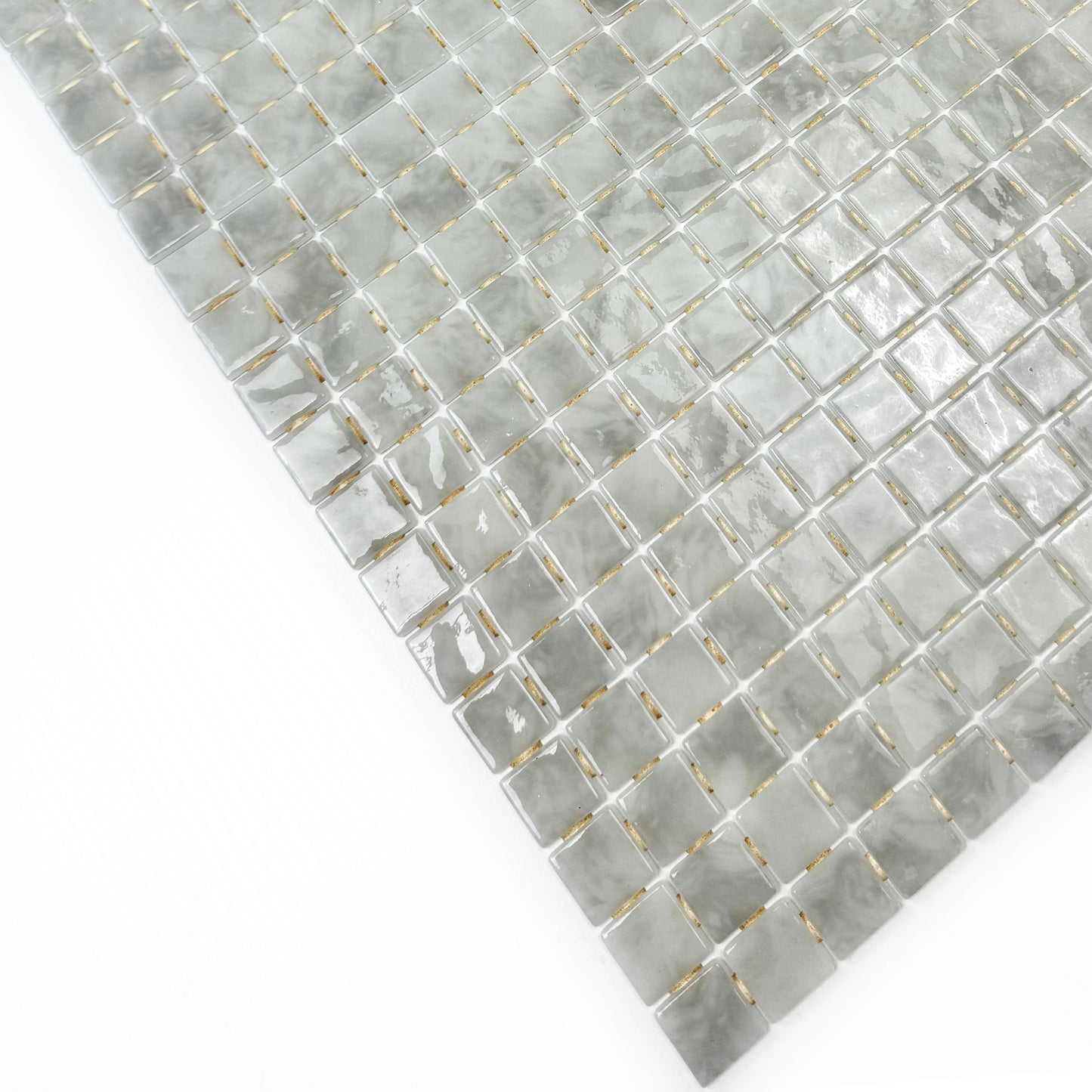Spanish Mosaic Series White & Light Grey Mixed Recycled Glass Mosaic