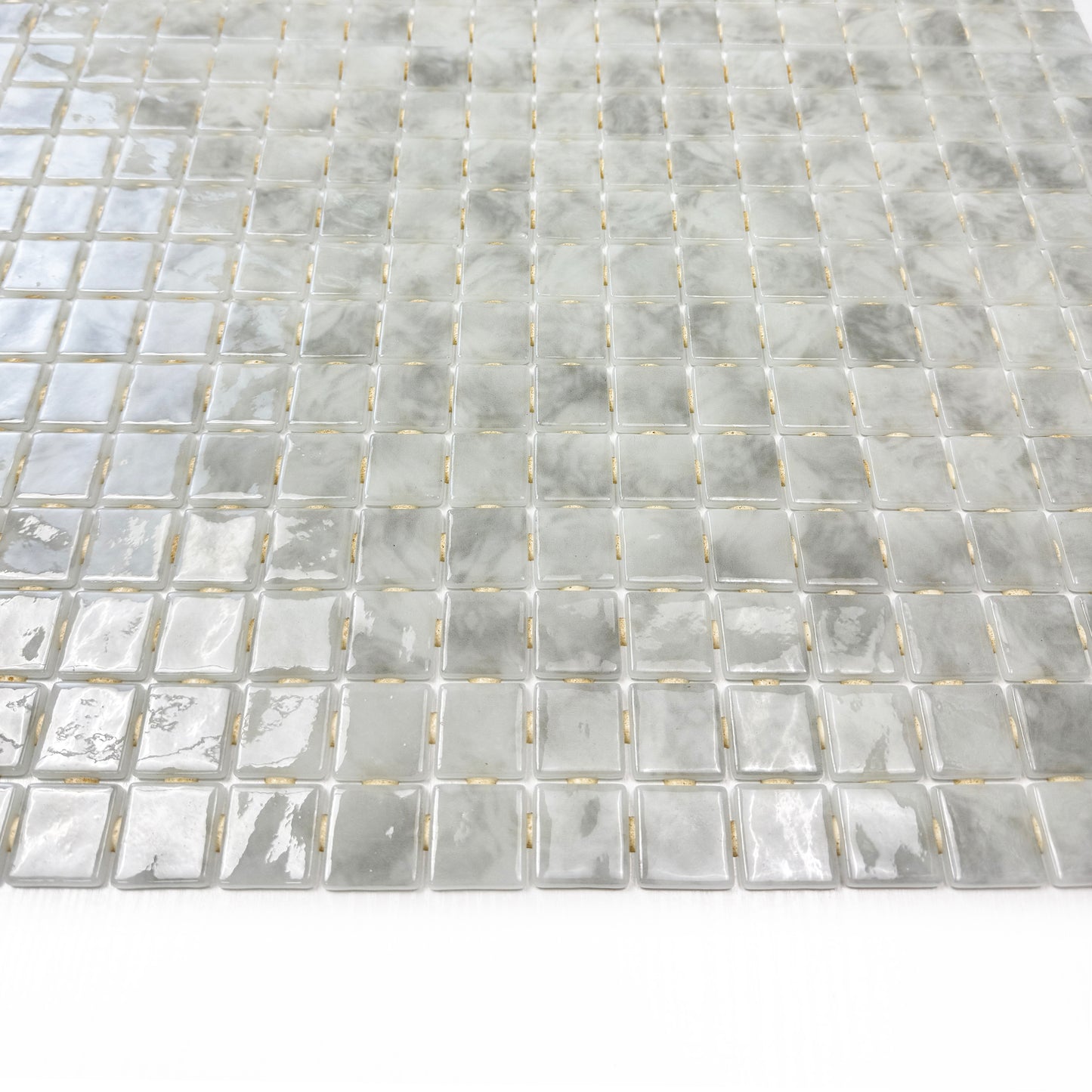 Spanish Mosaic Series White & Light Grey Mixed Recycled Glass Mosaic