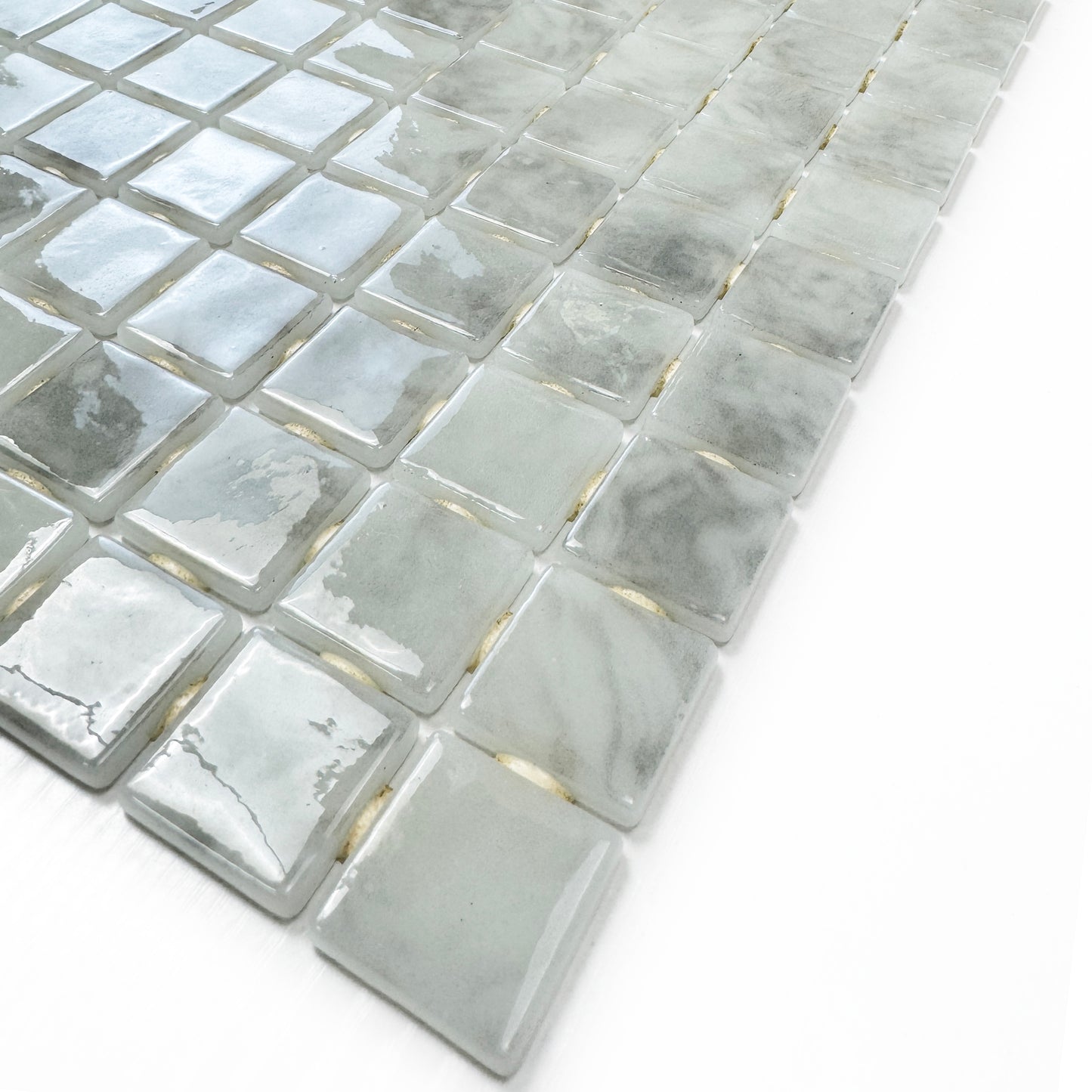 Spanish Mosaic Series White & Light Grey Mixed Recycled Glass Mosaic