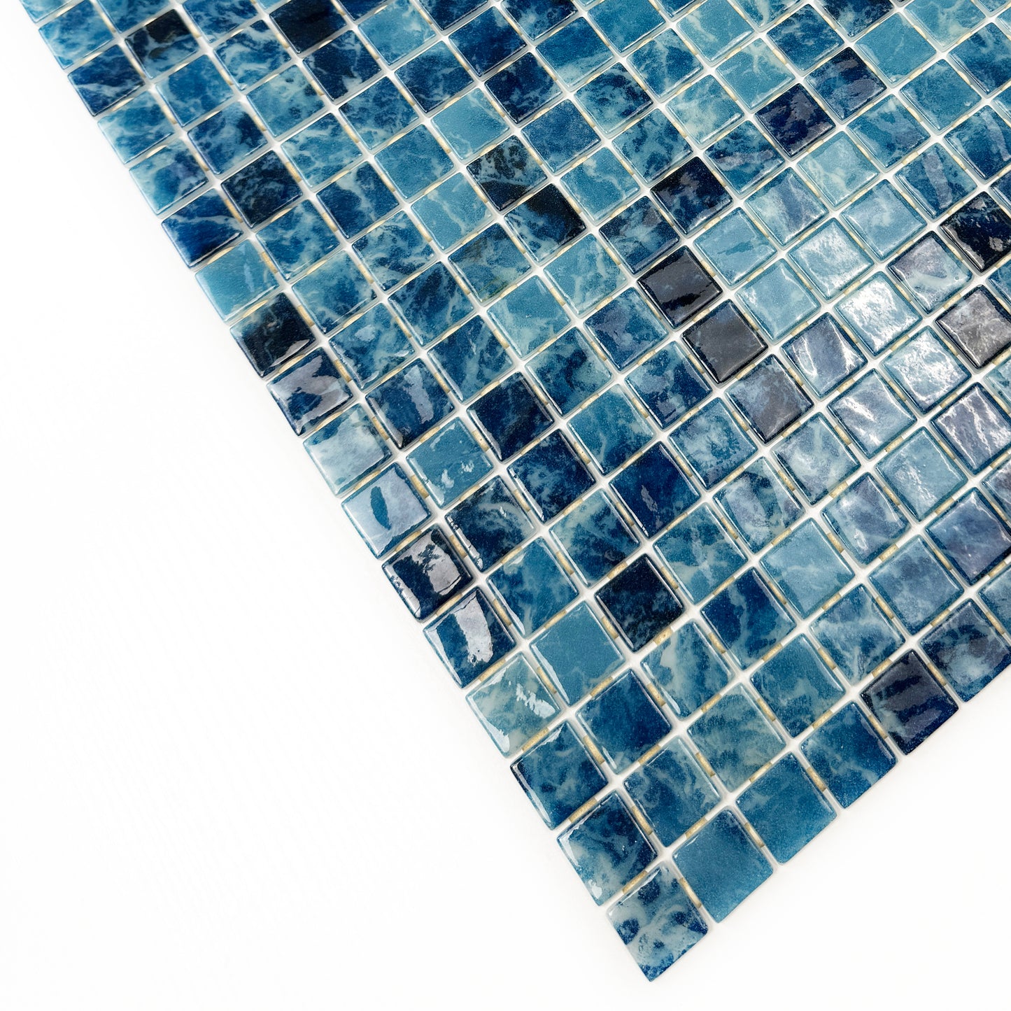 Spanish Mosaic Series Teal Blue Recycled Glass Mosaic
