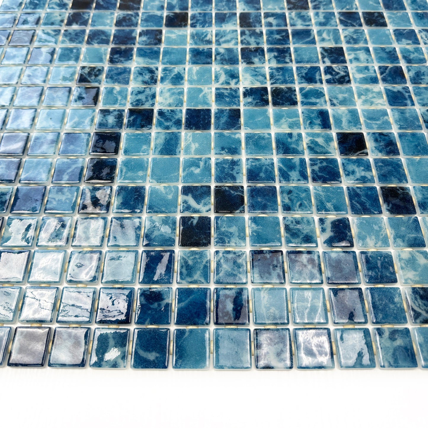 Spanish Mosaic Series Teal Blue Recycled Glass Mosaic