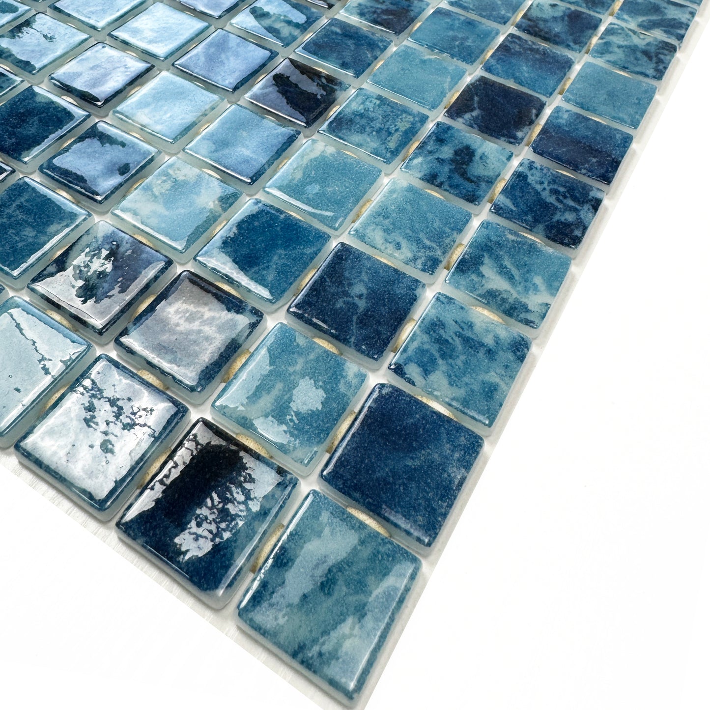 Spanish Mosaic Series Teal Blue Recycled Glass Mosaic
