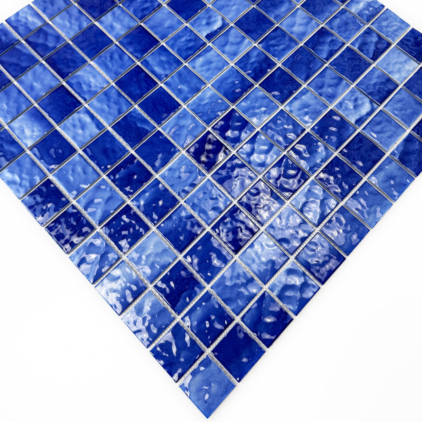 Serene Wave Navy Blue Wave Pattern Crystalline Glazed Porcelain Mosaic