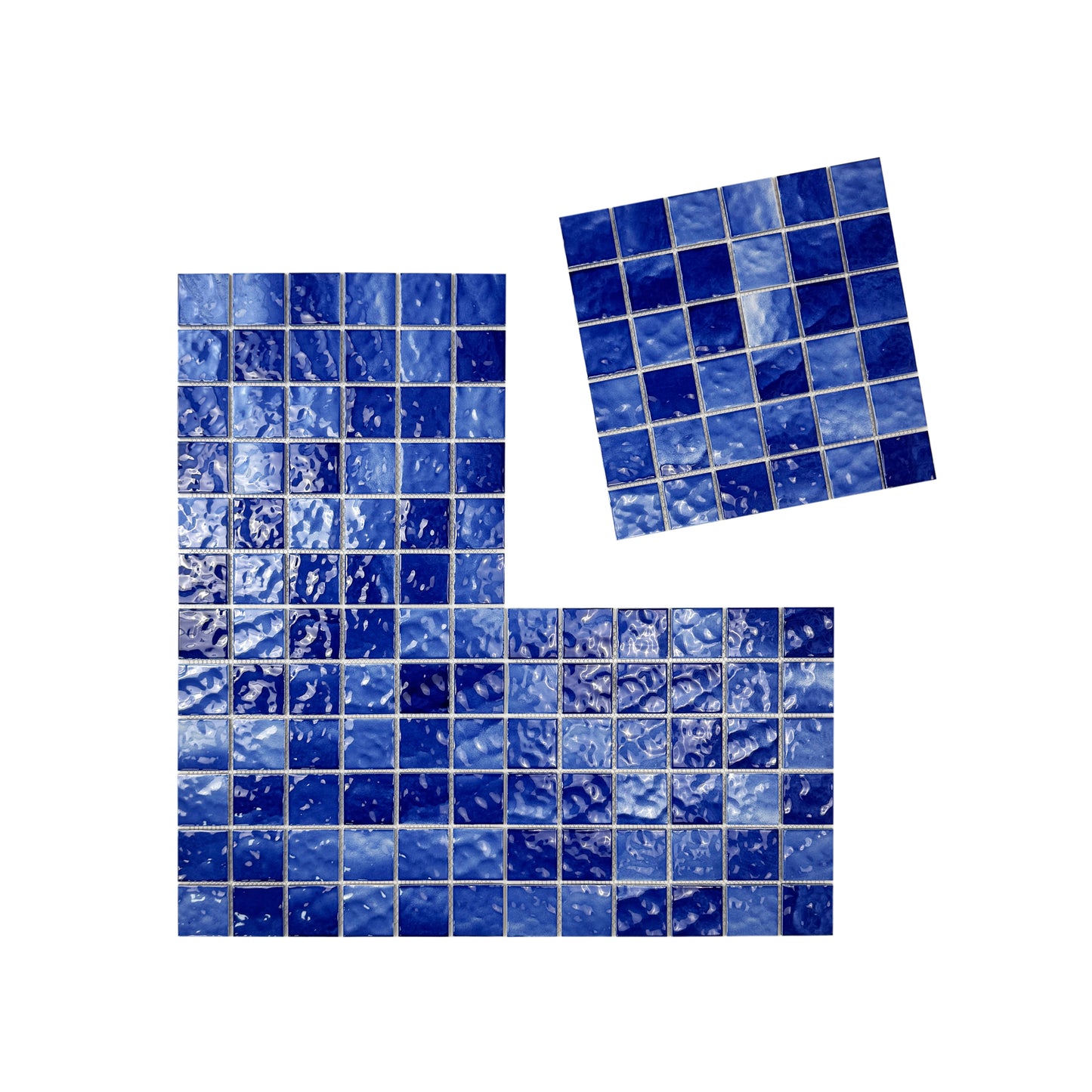 Serene Wave Navy Blue Wave Pattern Crystalline Glazed Porcelain Mosaic