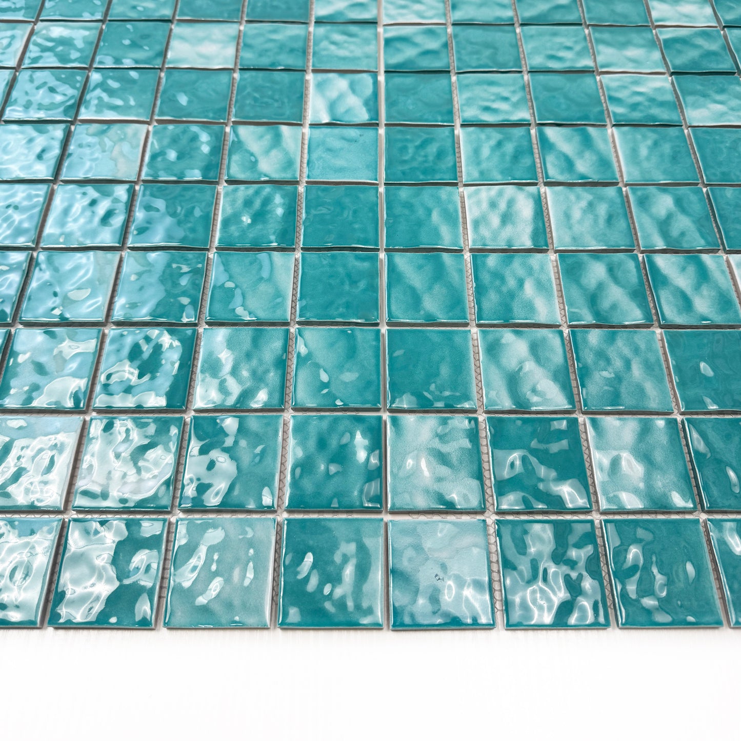 Serene Wave Tiffany Blue Wave Pattern Crystalline Glazed Porcelain Mosaic