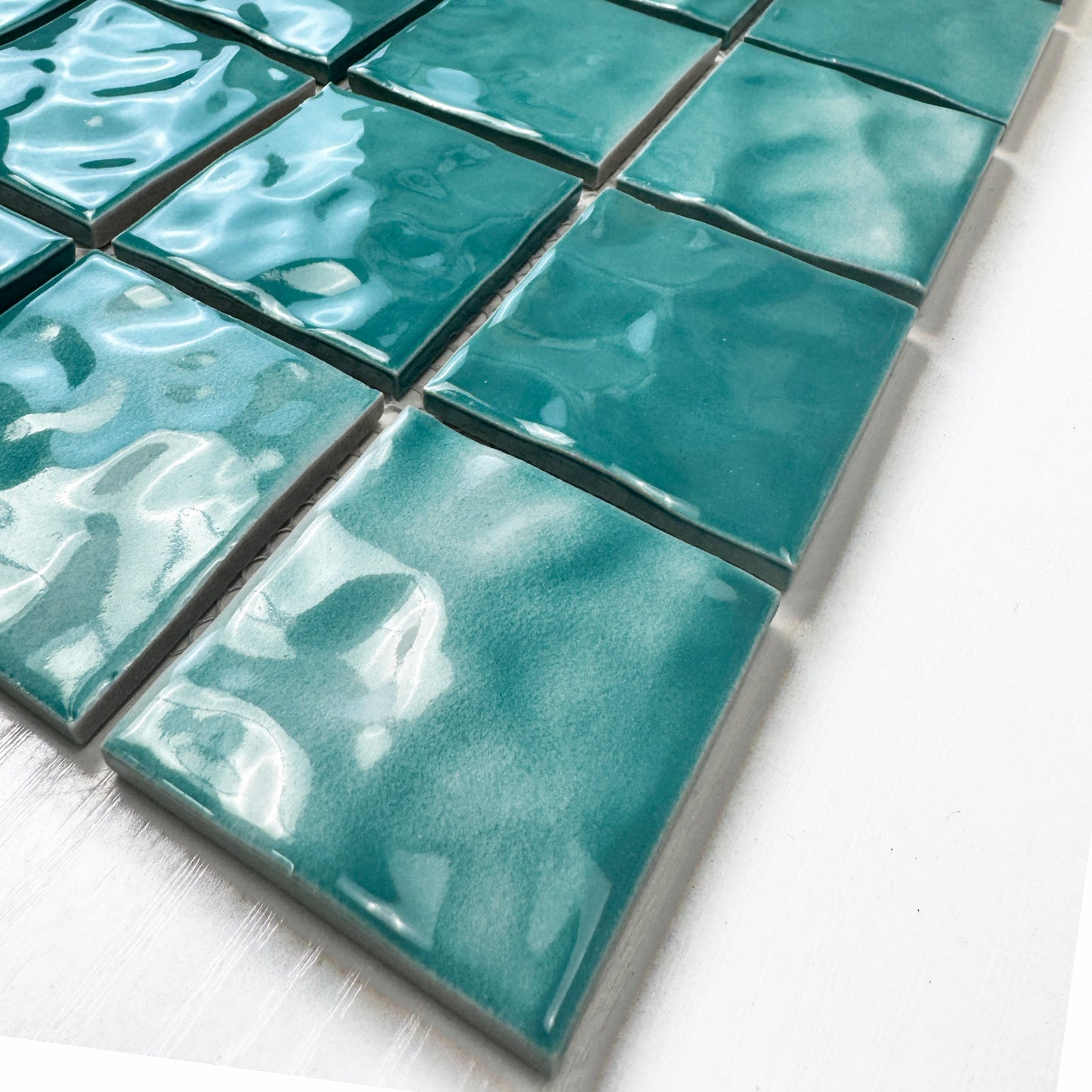 Serene Wave Tiffany Blue Wave Pattern Crystalline Glazed Porcelain Mosaic
