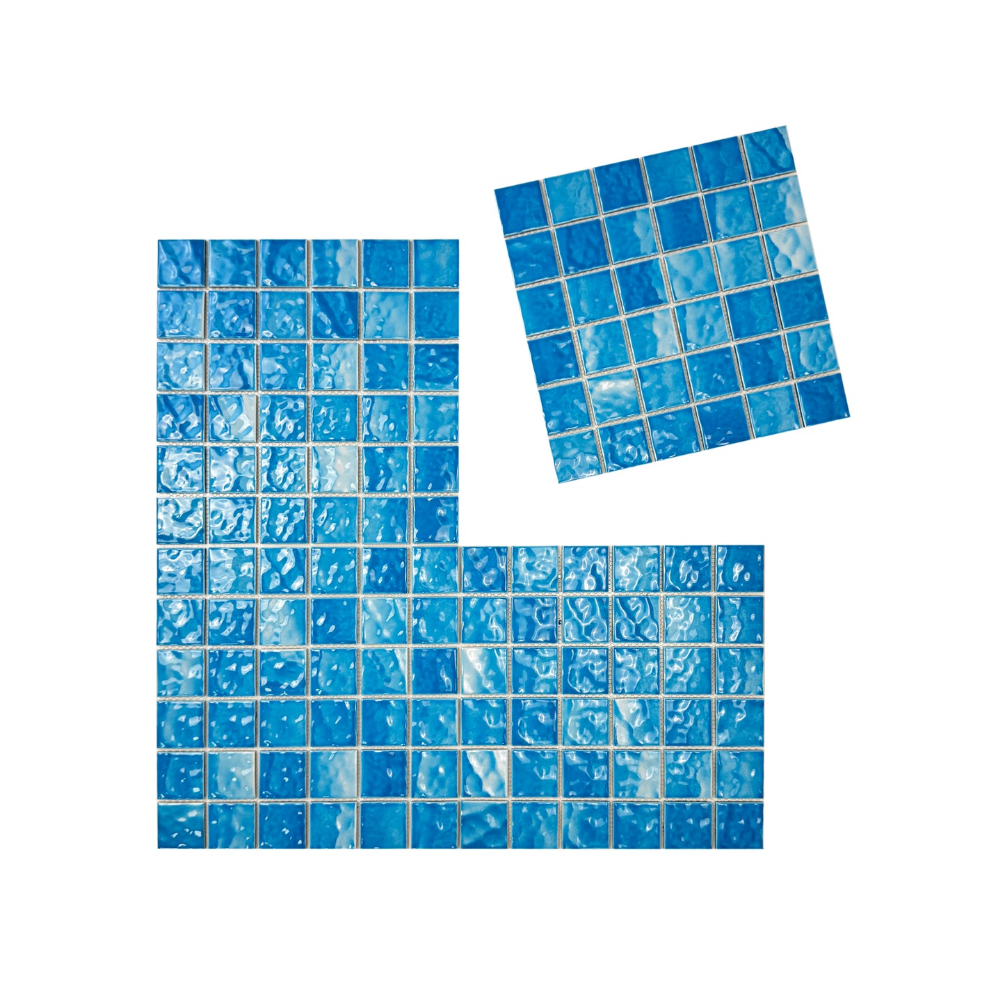 Serene Wave Cyan Blue Wave Pattern Crystalline Glazed Porcelain Mosaic