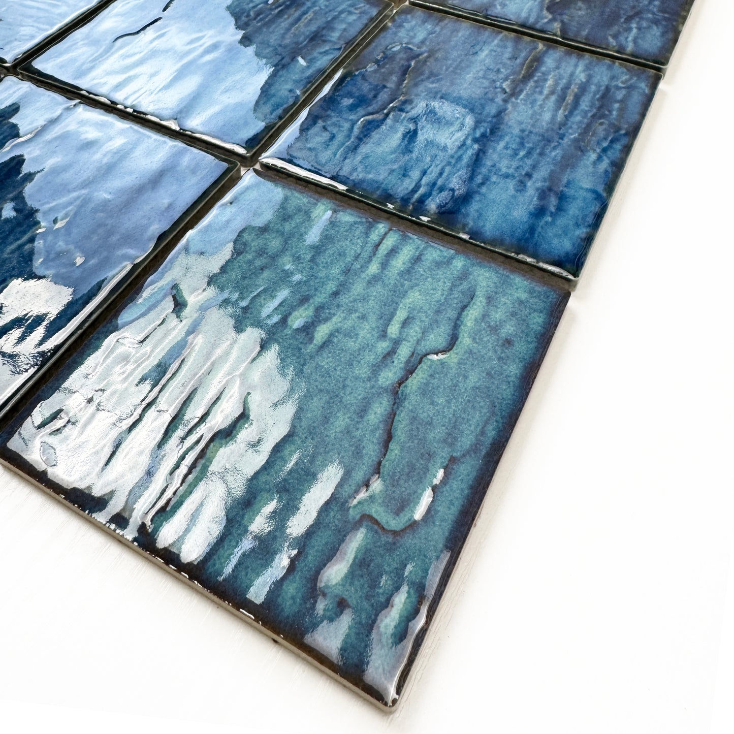 Serene Wave Emerald Green & Moss Green Mixed 3D Crystalline Glazed Porcelain Mosaic