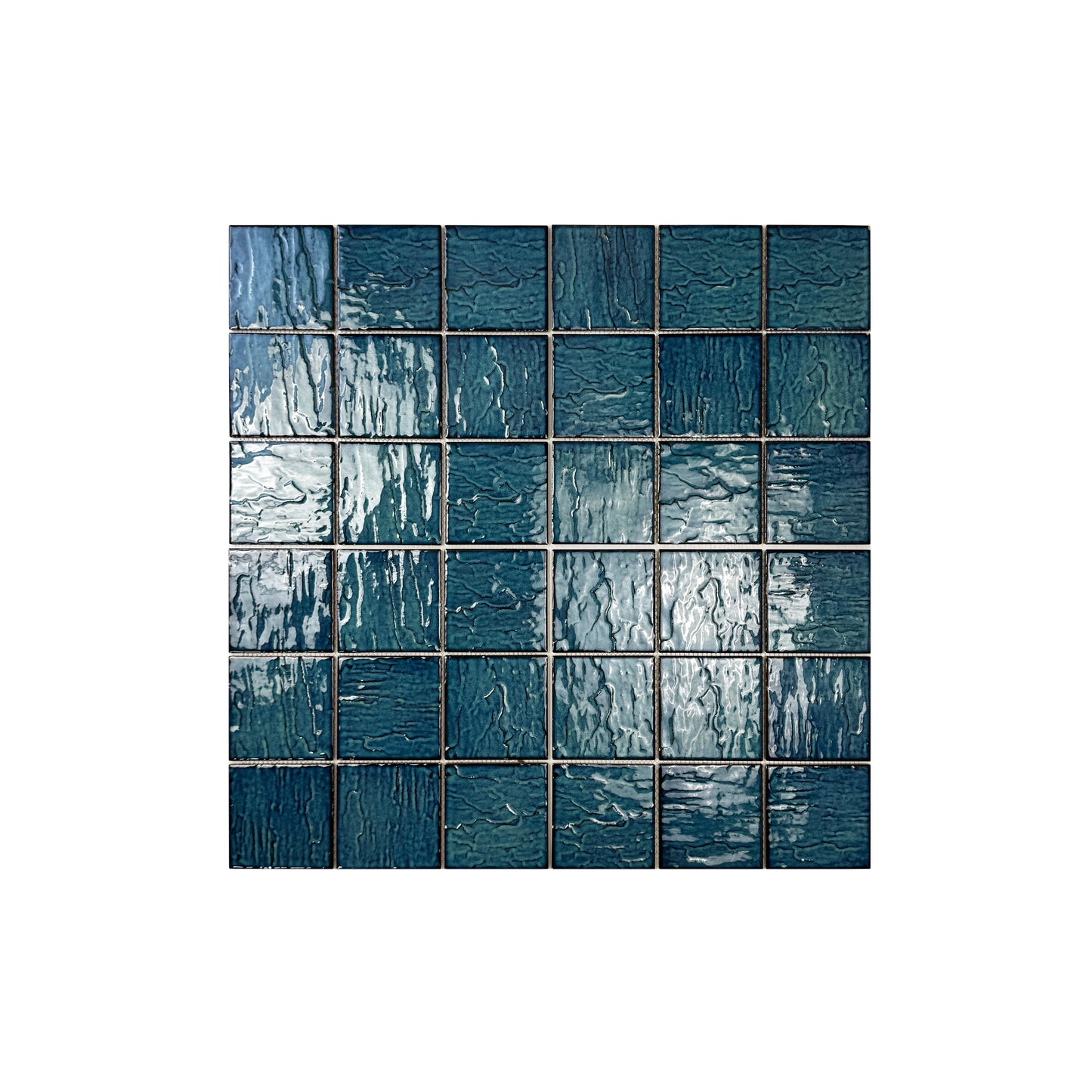 Serene Wave Fern Green 3D Crystalline Glazed Porcelain Mosaic