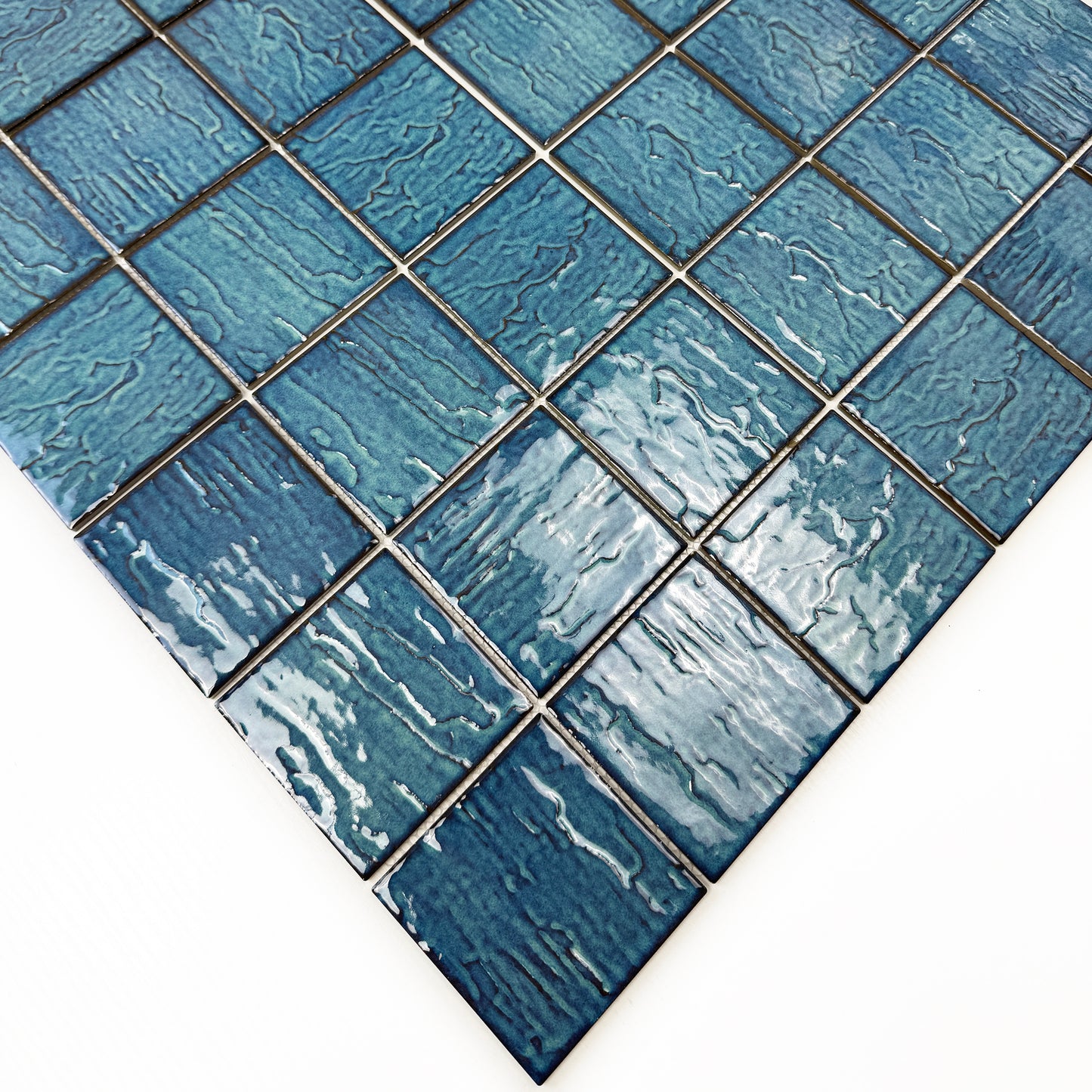Serene Wave Fern Green 3D Crystalline Glazed Porcelain Mosaic