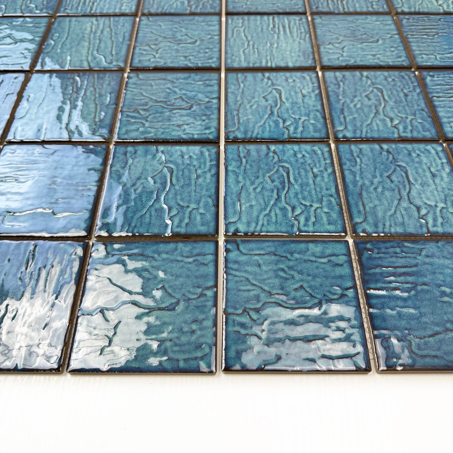 Serene Wave Fern Green 3D Crystalline Glazed Porcelain Mosaic