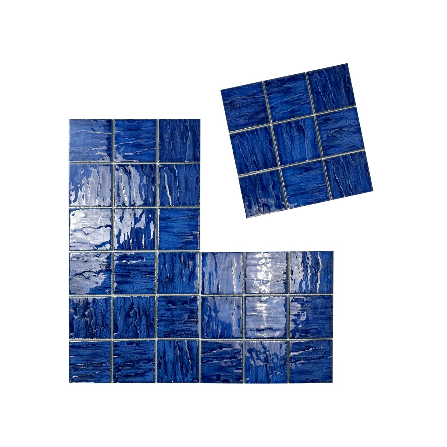 Serene Wave Navy Blue 3D Crystalline Glazed Porcelain Mosaic