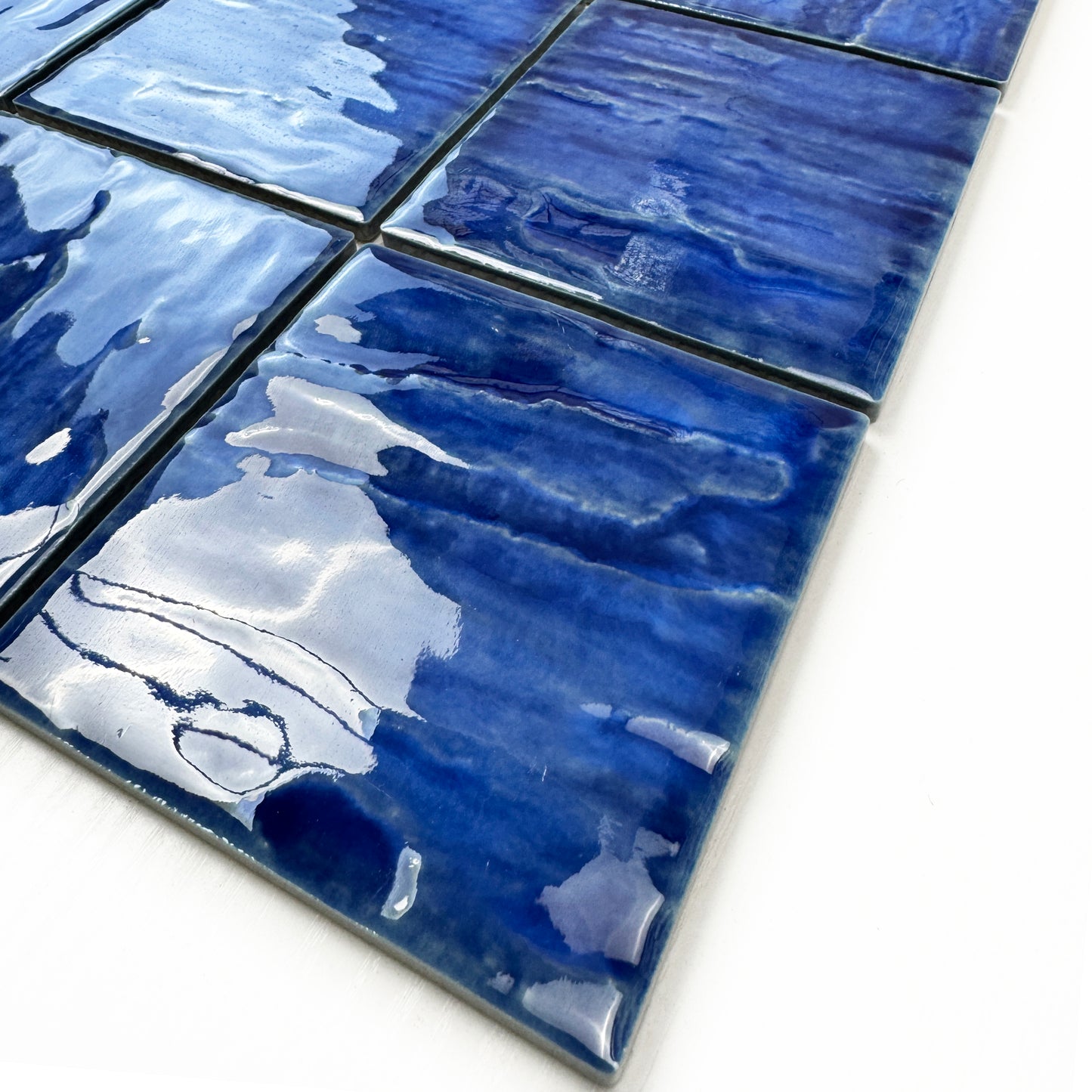 Serene Wave Navy Blue 3D Crystalline Glazed Porcelain Mosaic