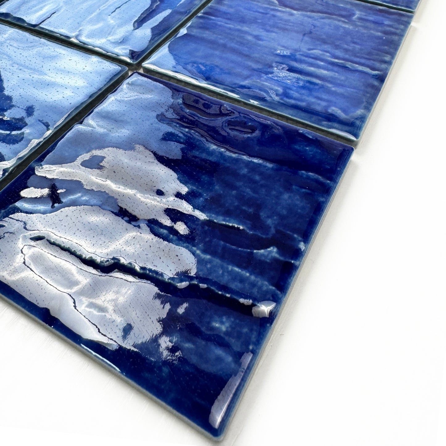 Serene Wave Cobalt Blue & Midnight Blue Mixed 3D Crystalline Glazed Porcelain Mosaic