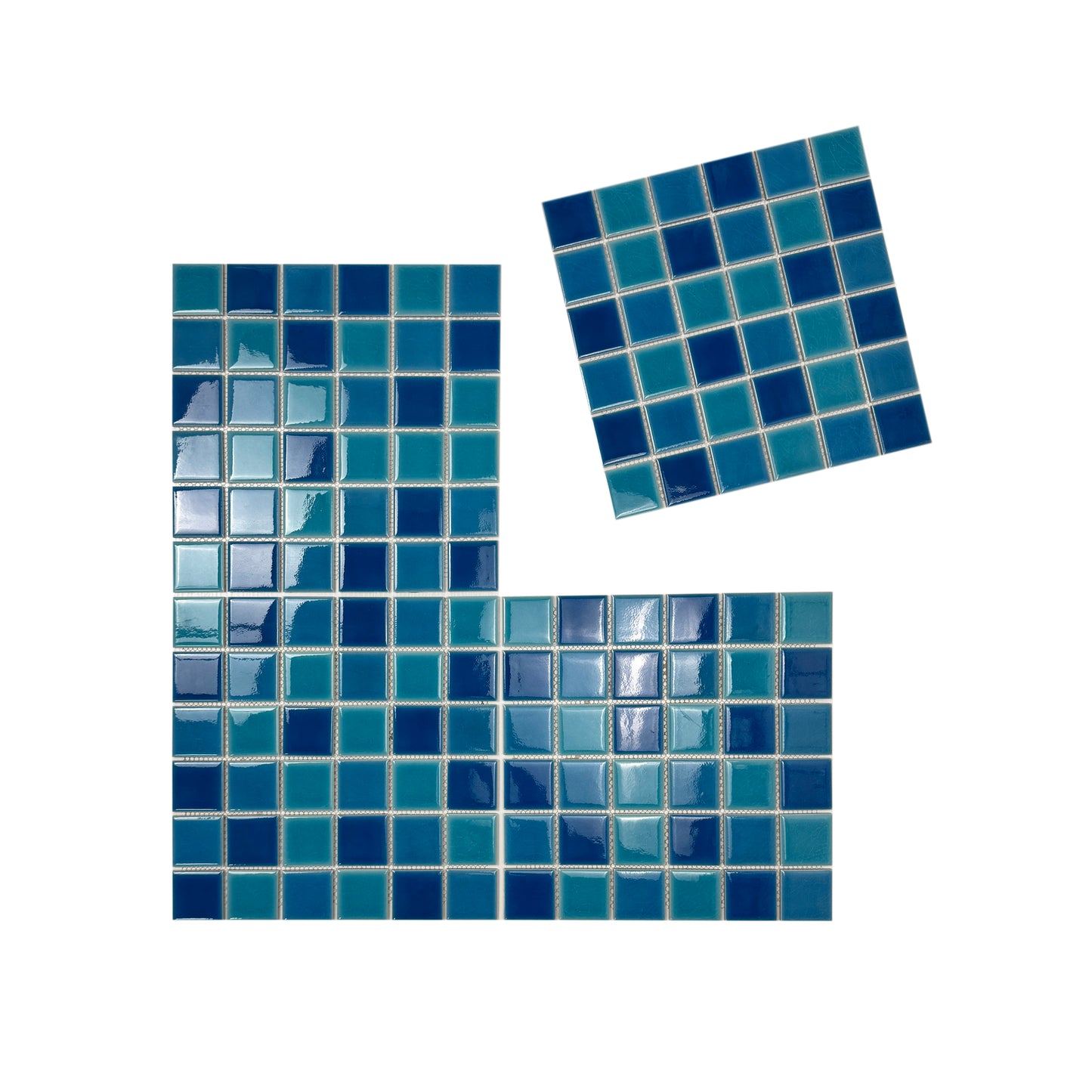 Oceanic Opal Series Cyan Blue & Navy Blue & Ultra Marine Blue Mixed Crackle Porcelain Mosaic