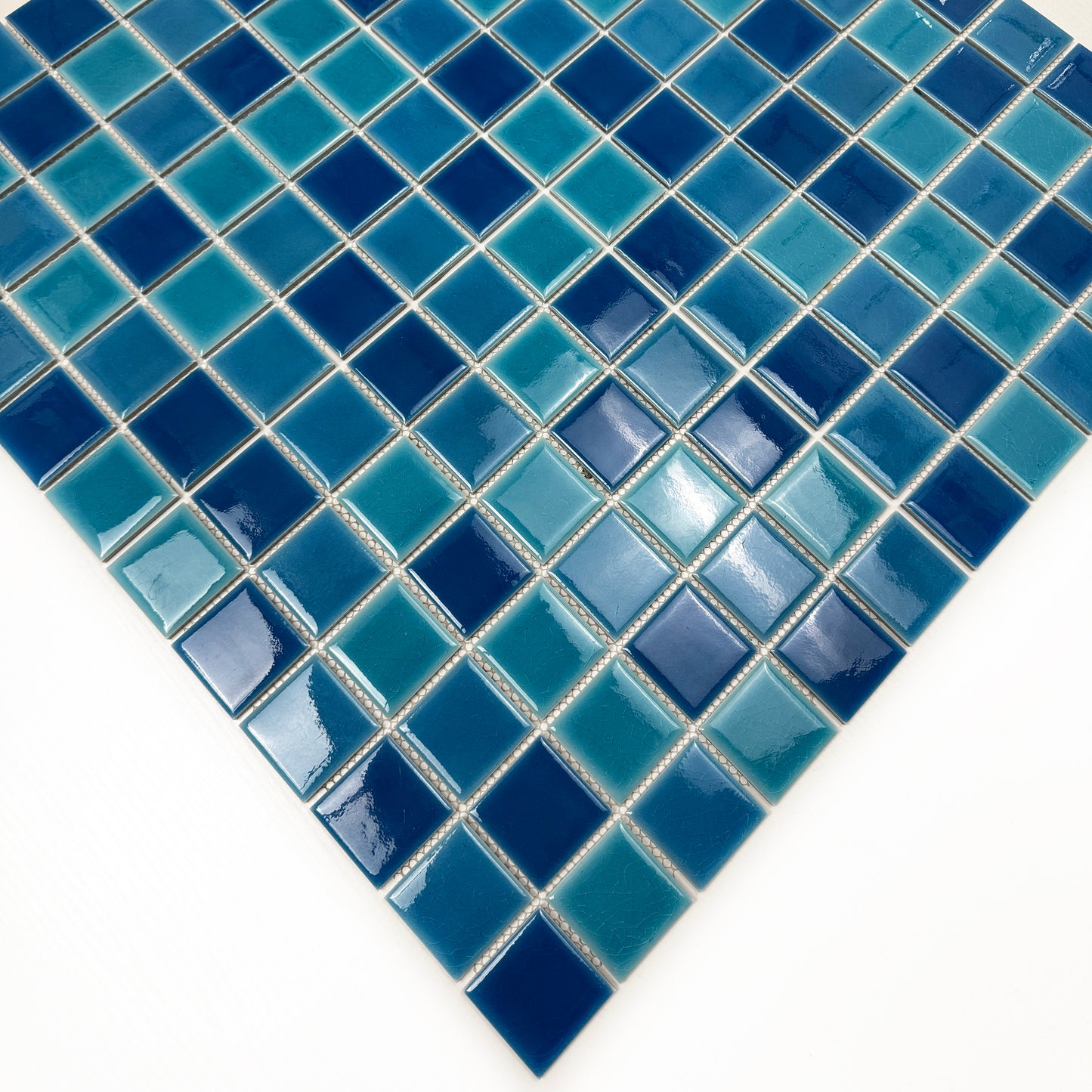 Oceanic Opal Series Cyan Blue & Navy Blue & Ultra Marine Blue Mixed Crackle Porcelain Mosaic