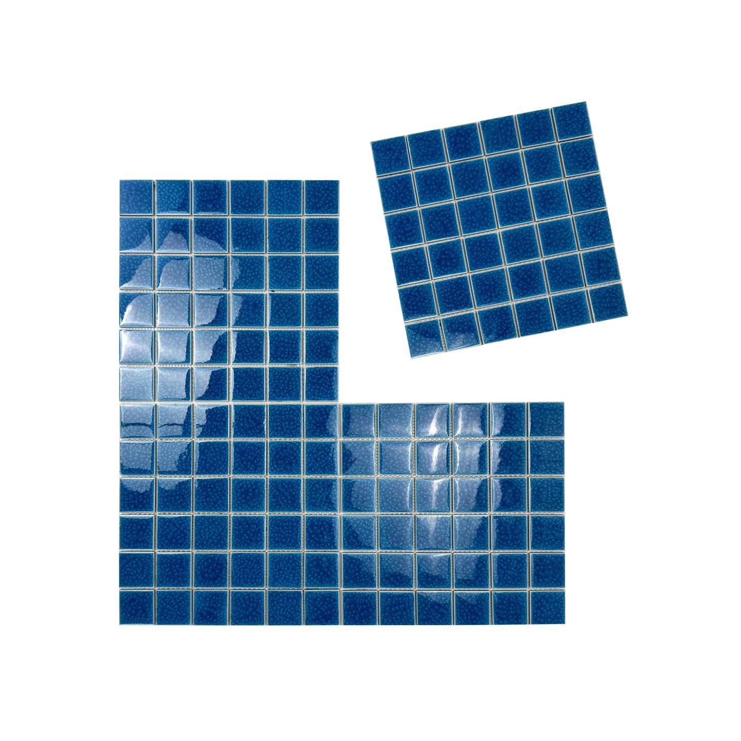 Oceanic Opal Series French Blue Double Crackle Porcelain Mosaic