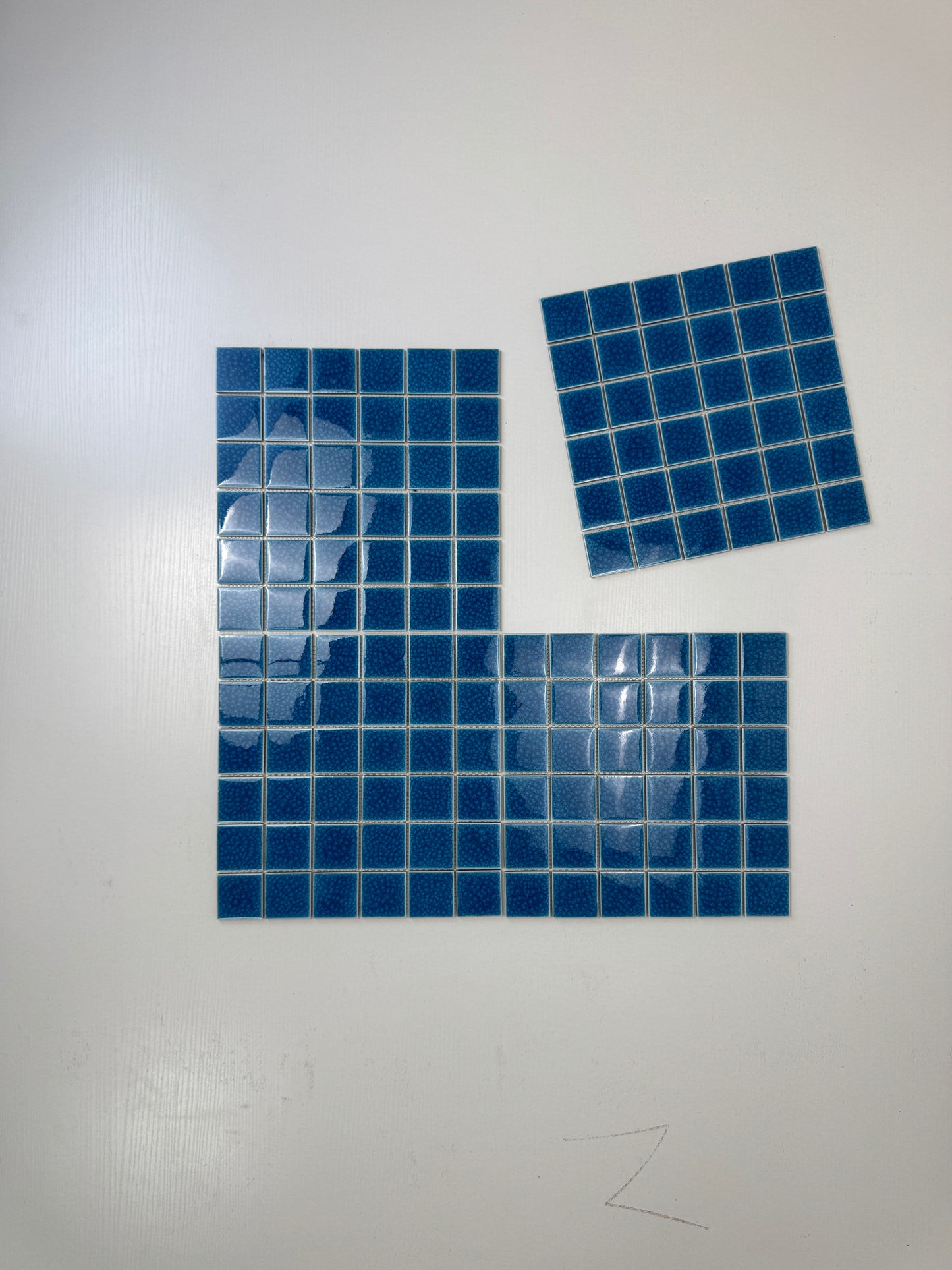 Oceanic Opal Series French Blue Double Crackle Porcelain Mosaic