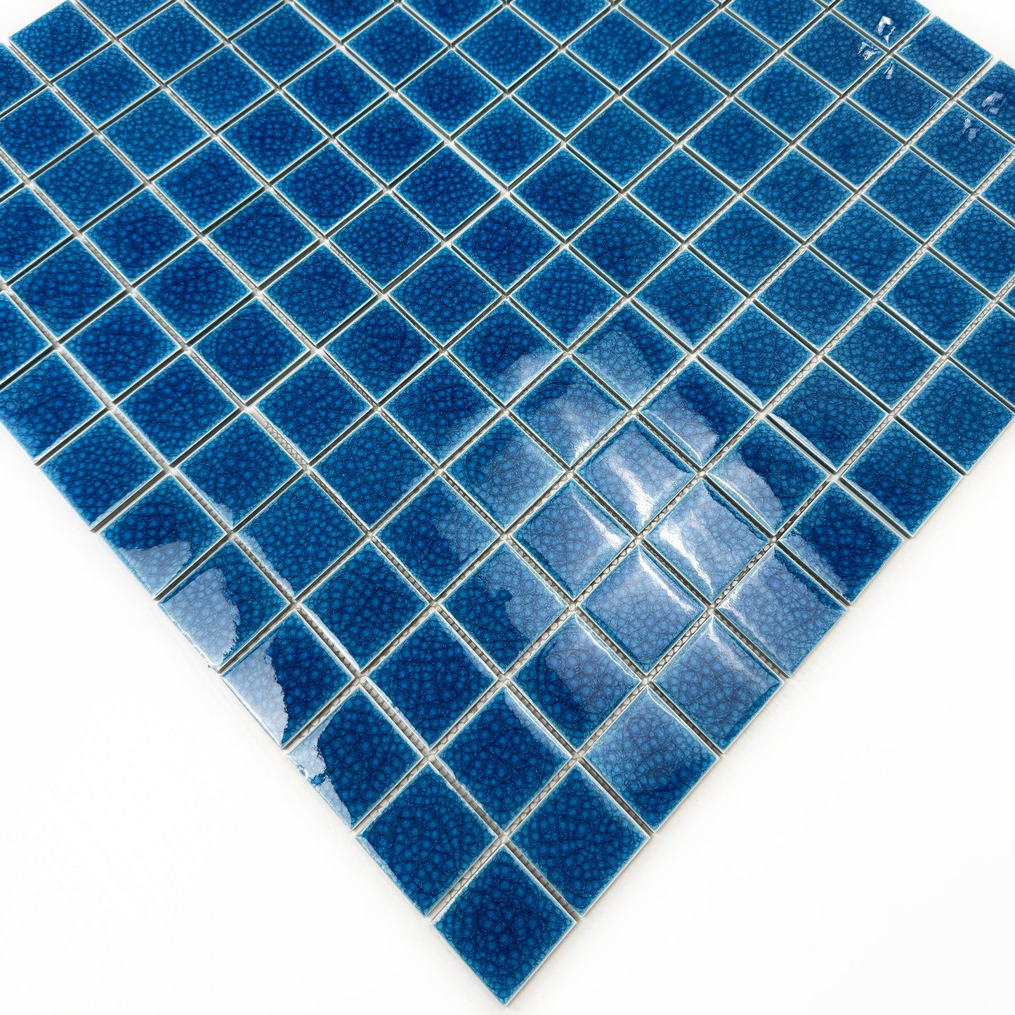 Oceanic Opal Series French Blue Double Crackle Porcelain Mosaic
