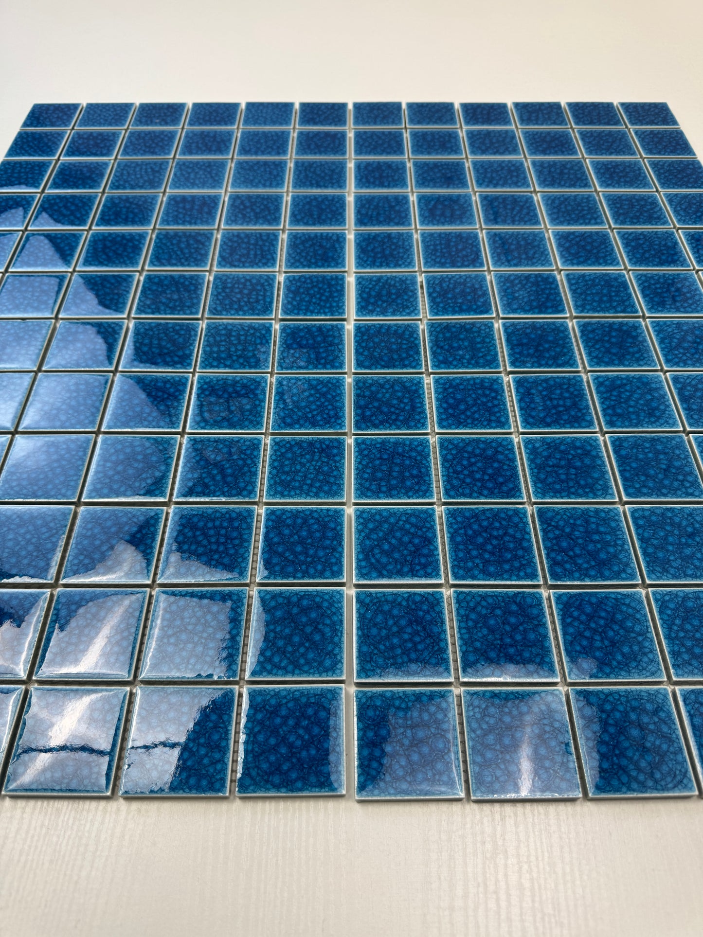 Oceanic Opal Series French Blue Double Crackle Porcelain Mosaic