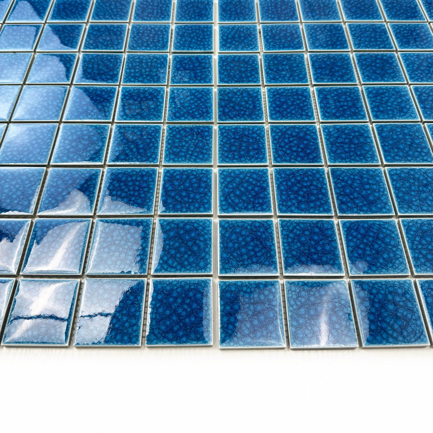 Oceanic Opal Series French Blue Double Crackle Porcelain Mosaic