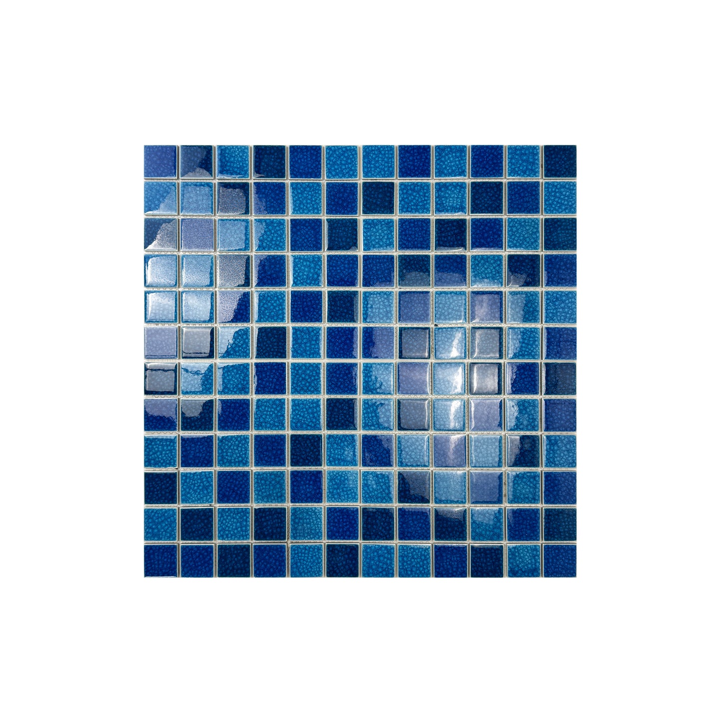 Oceanic Opal Series French Blue & Klein Blue & Navy Blue Mixed Double Crackle Porcelain Mosaic
