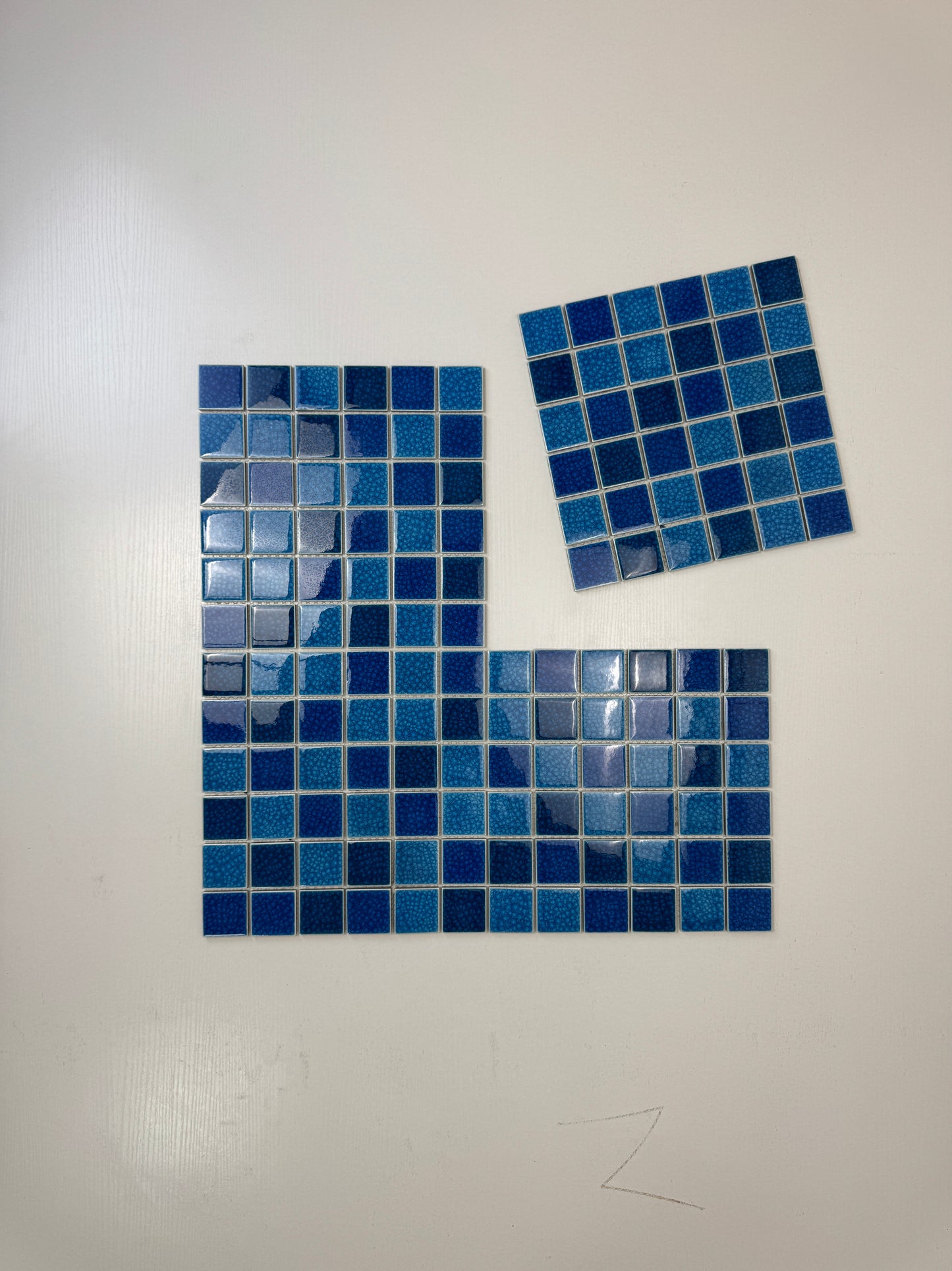 Oceanic Opal Series French Blue & Klein Blue & Navy Blue Mixed Double Crackle Porcelain Mosaic