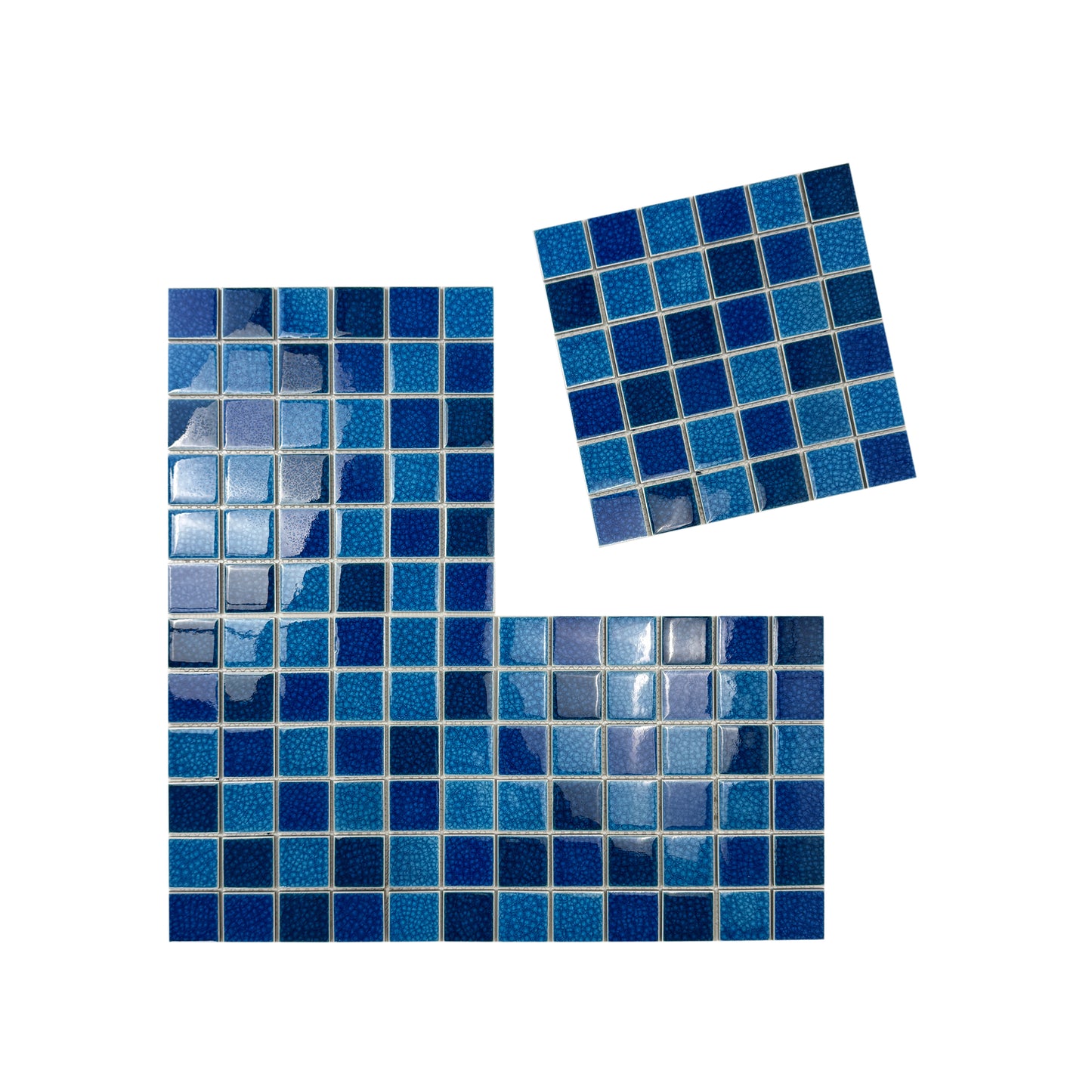 Oceanic Opal Series French Blue & Klein Blue & Navy Blue Mixed Double Crackle Porcelain Mosaic
